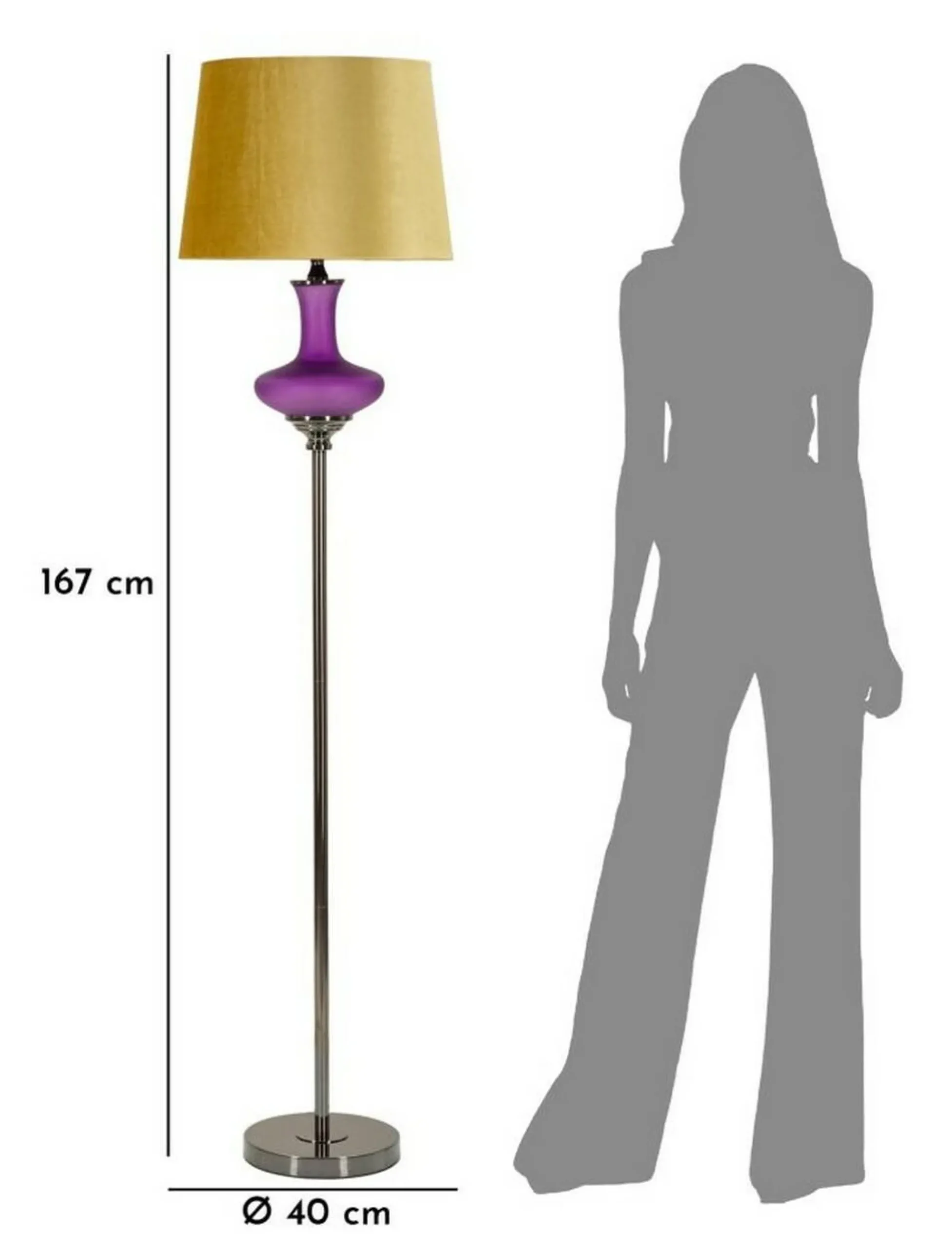Lampada da terra Pepoli, 40x40 h167 cm, Viola e Giallo<Dmora Clearance
