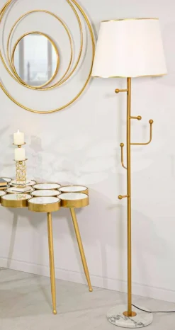 Lampada da terra Tano, 41x41 h173 cm, Bianco e Oro<Dmora Best Sale
