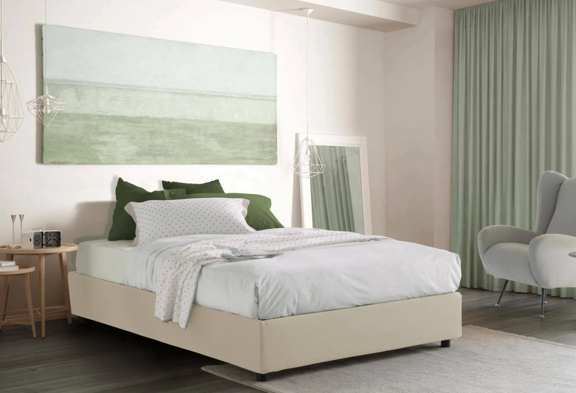 Letto alla francese Alaksir, con materasso Cm 140x200 incluso,<Dmora Best Sale