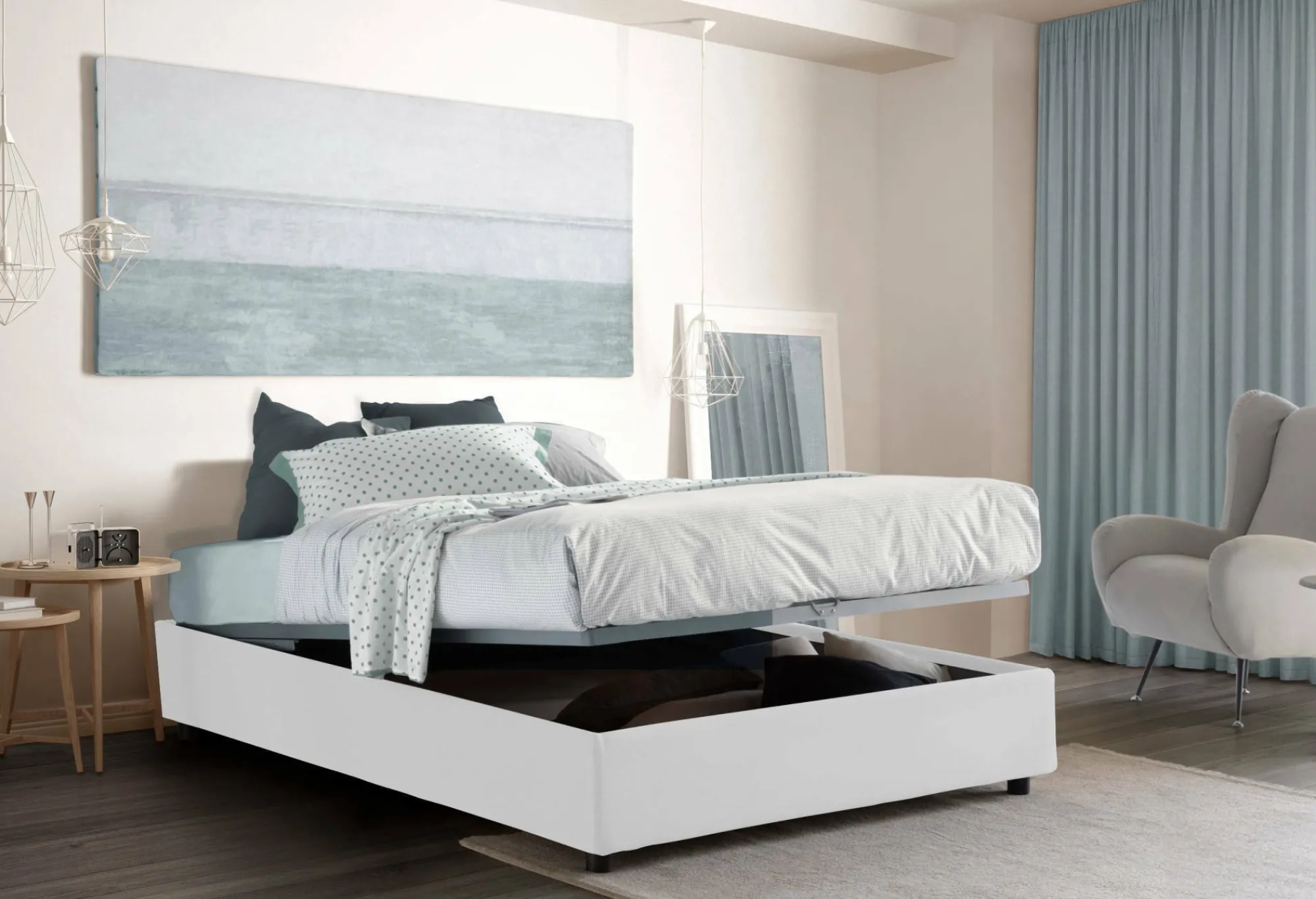 Letto alla francese Alaksir, con materasso Cm 140x200 incluso,<Dmora Shop