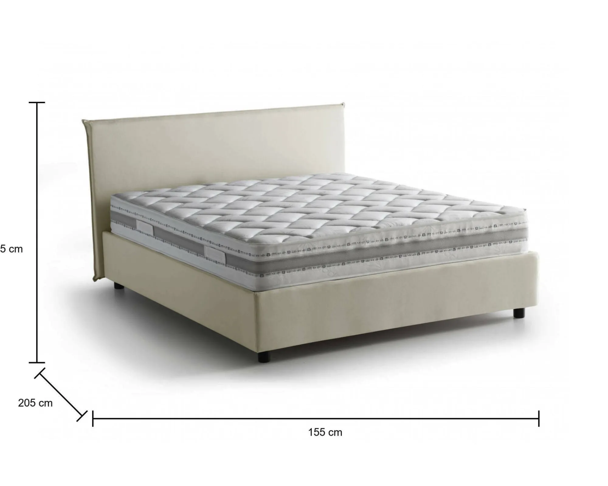 Letto alla francese Alion, con materasso Cm 140x190 incluso,<Dmora Store