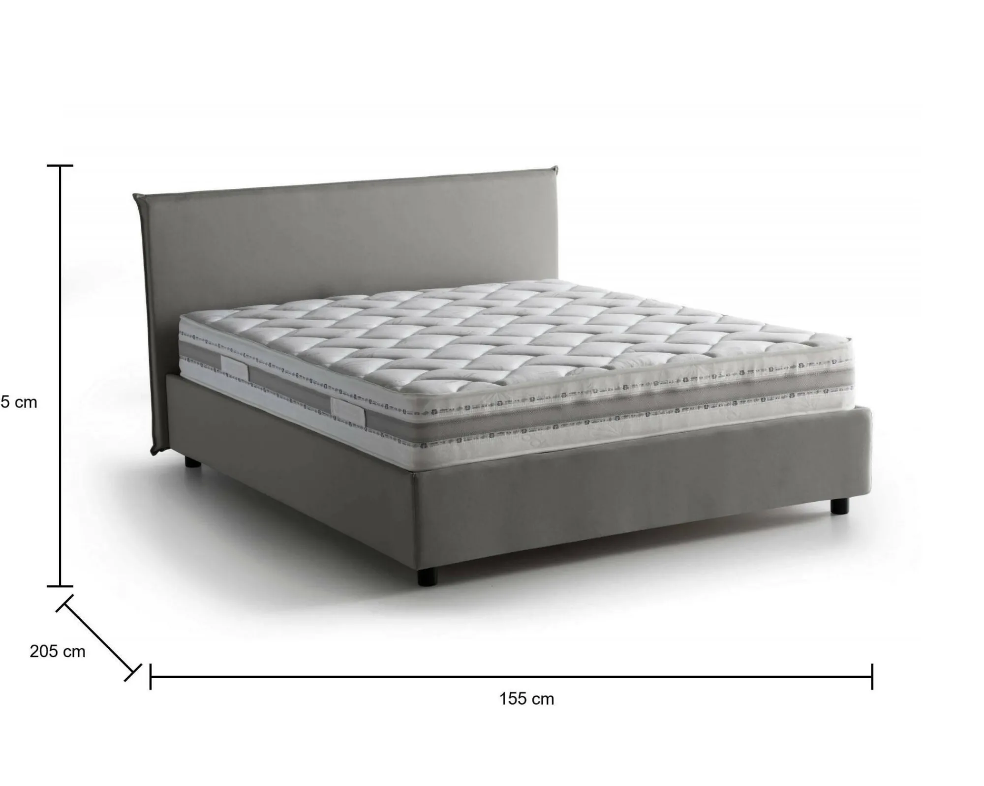 Letto alla francese Alion, con materasso Cm 140x190 incluso,<Dmora Flash Sale