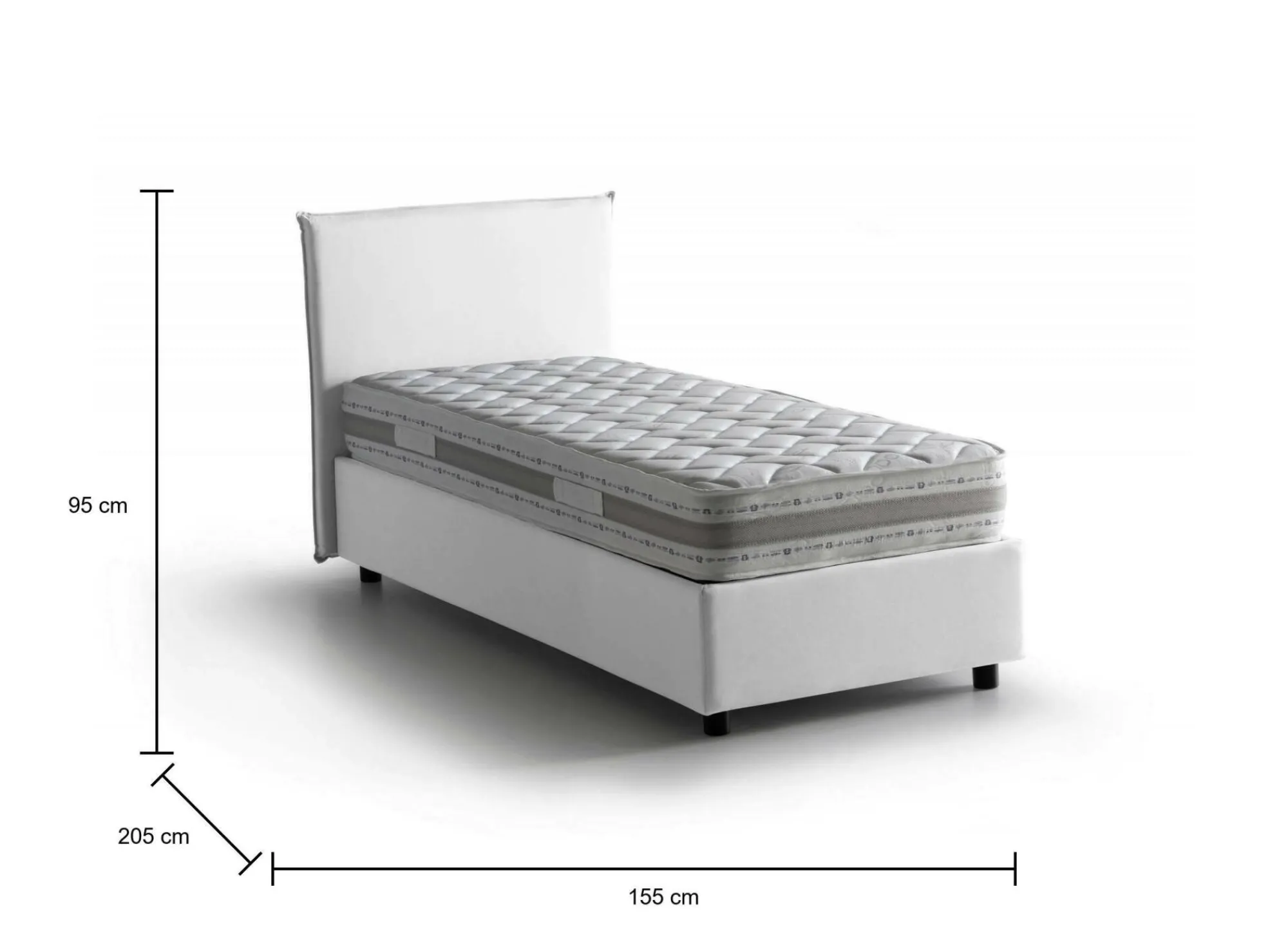 Letto alla francese Alion, con materasso Cm 140x190 incluso,<Dmora Best Sale