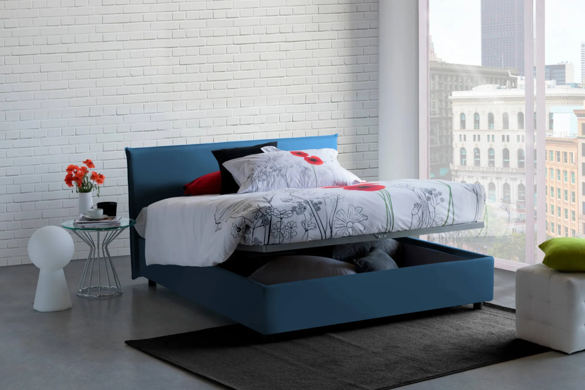 Letto alla francese Alion, con materasso Cm 140x190 incluso,<Dmora Outlet