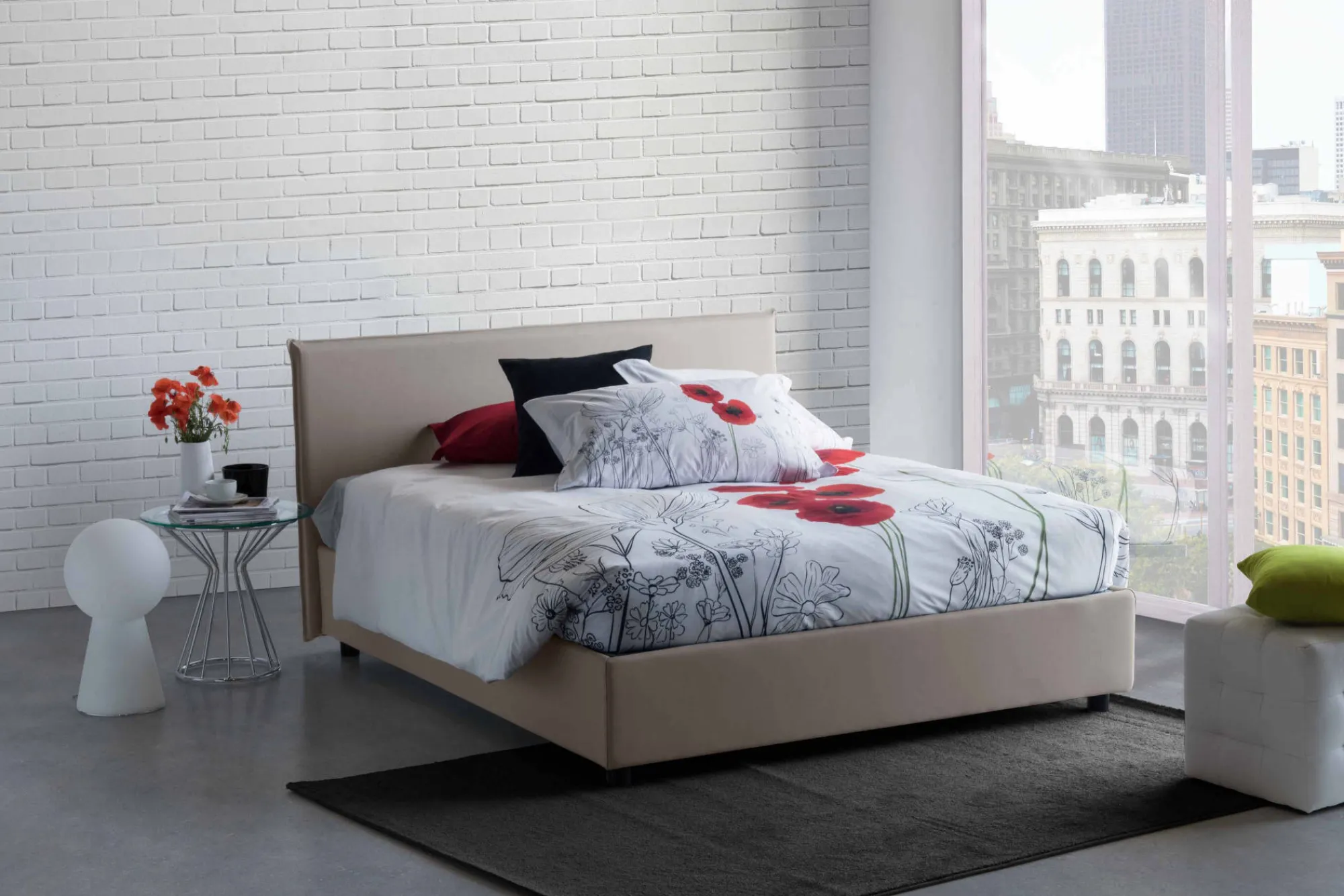 Letto alla francese Alvacus, adatto per materasso Cm 140x200,<Dmora Clearance