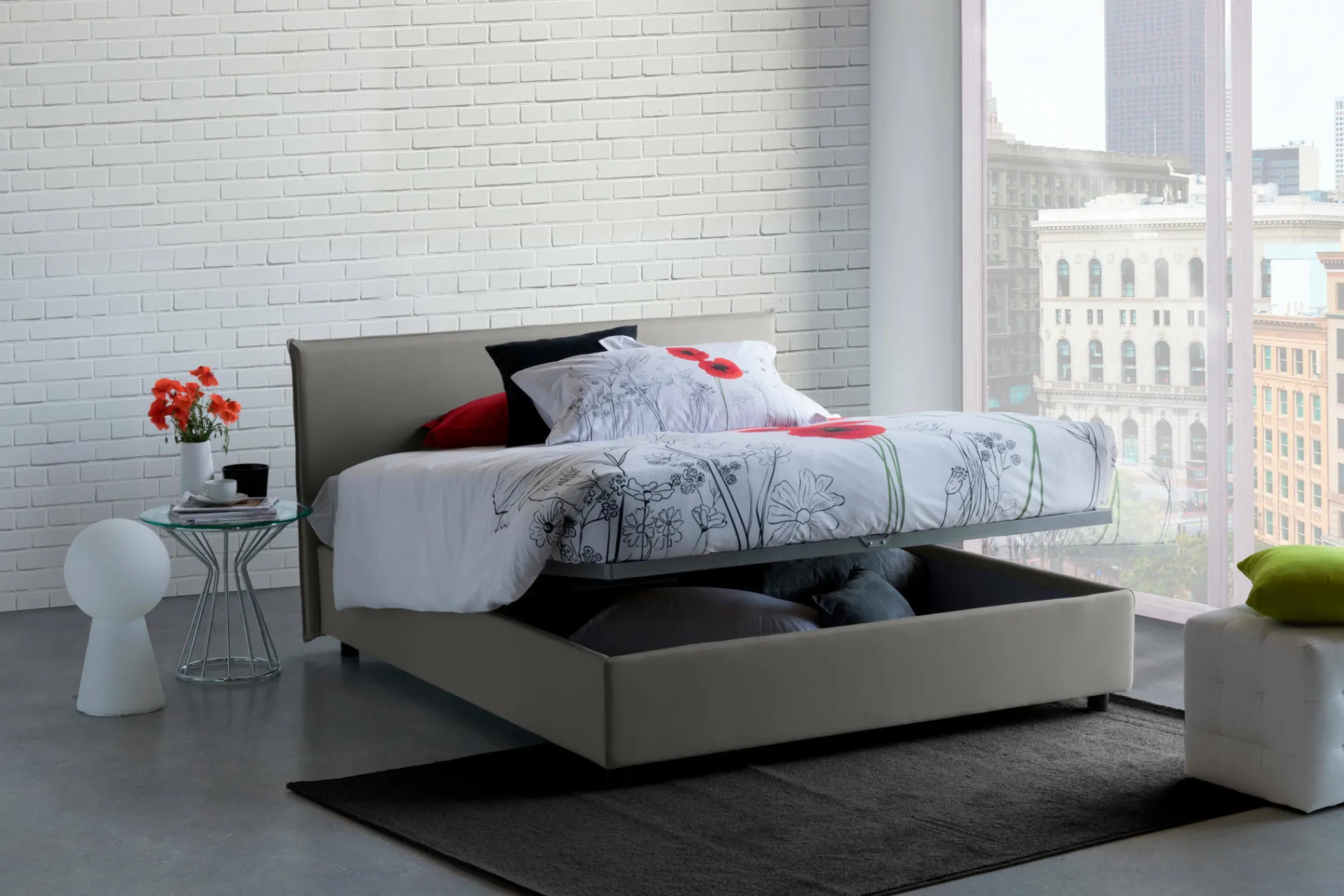Letto alla francese Alvacus, adatto per materasso Cm 140x200,<Dmora Flash Sale