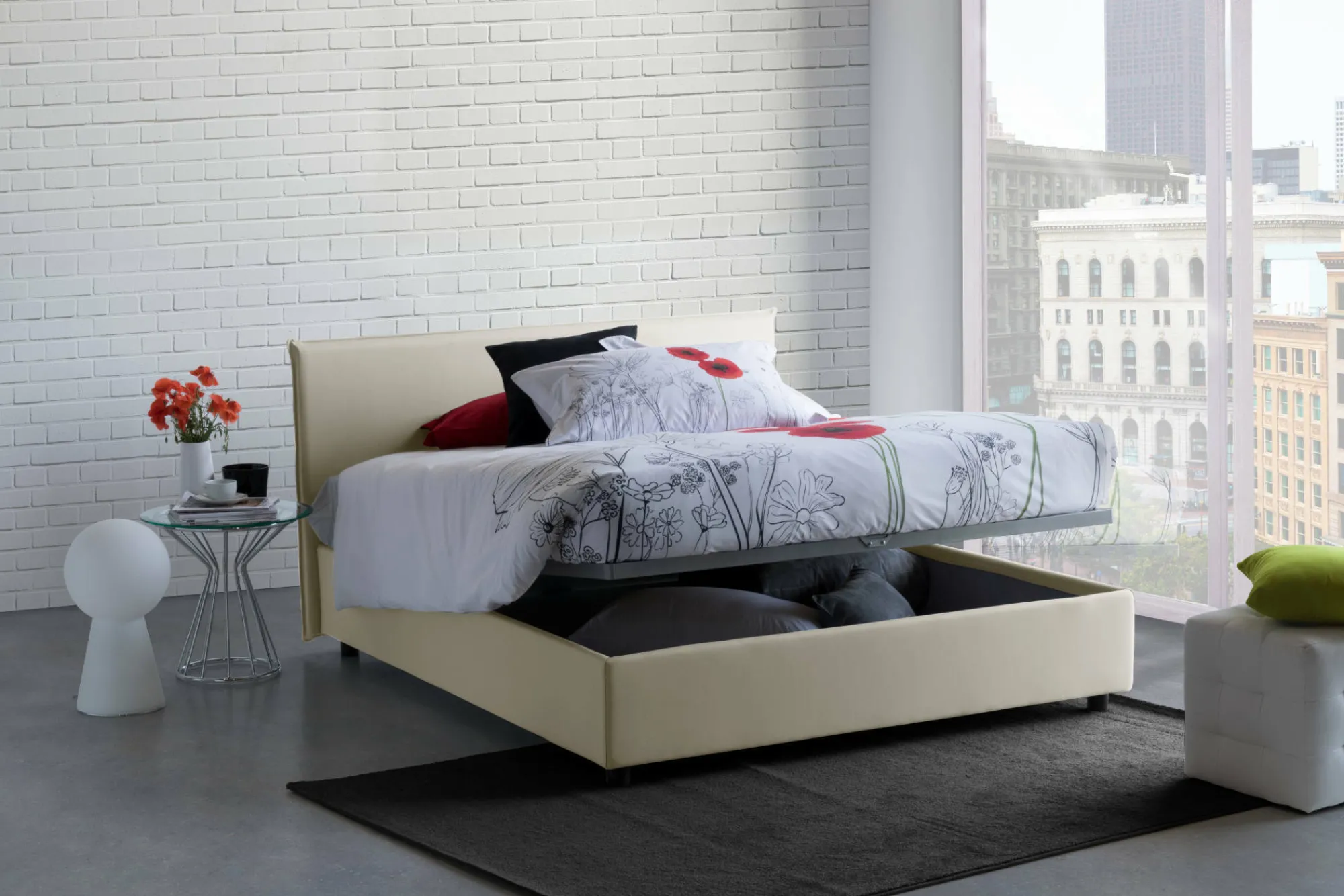 Letto alla francese Alvacus, adatto per materasso Cm 140x200,<Dmora Outlet