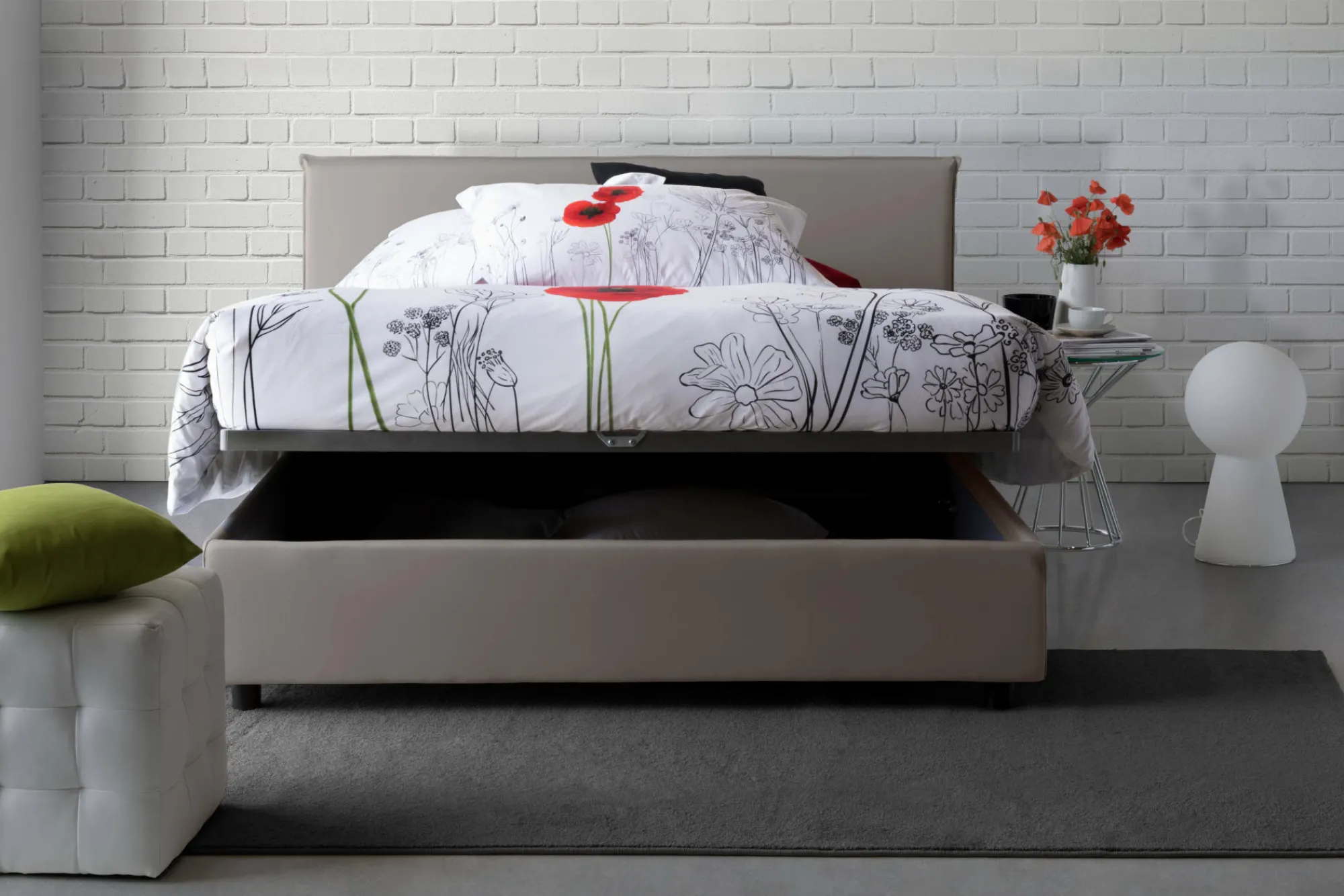 Letto alla francese Alvacus, adatto per materasso Cm 140x200,<Dmora Clearance