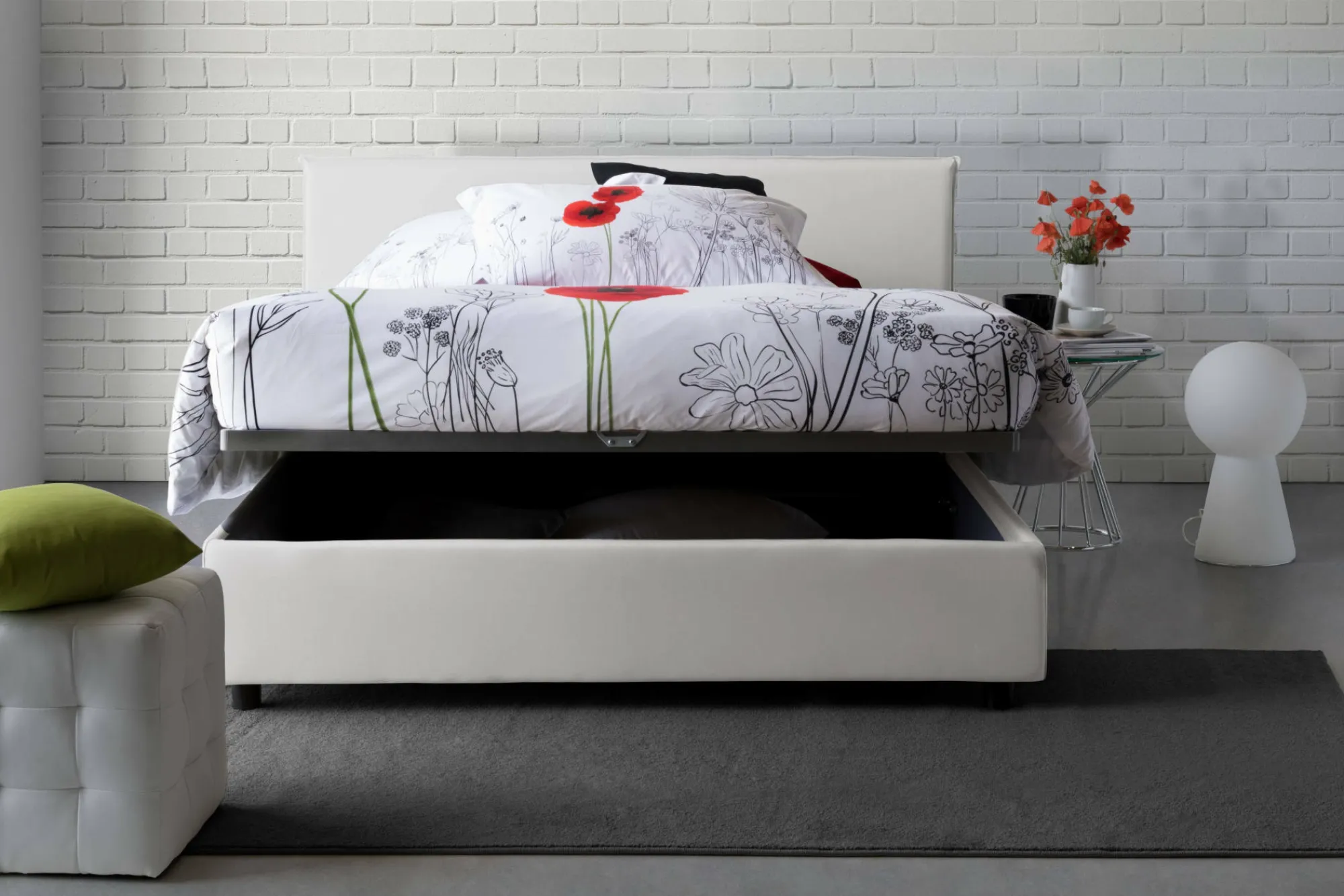 Letto alla francese Alvacus, adatto per materasso Cm 140x200,<Dmora Clearance