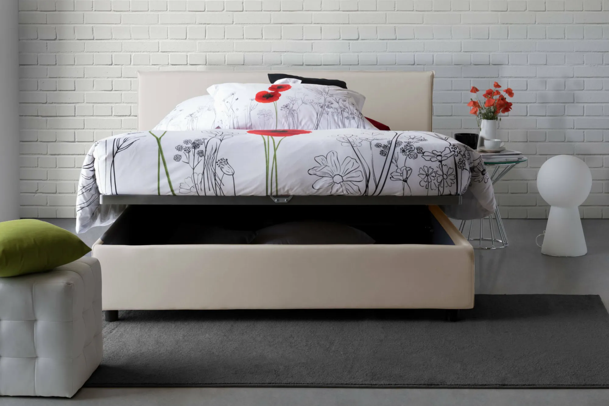 Letto alla francese Alvacus, adatto per materasso Cm 140x200,<Dmora Outlet