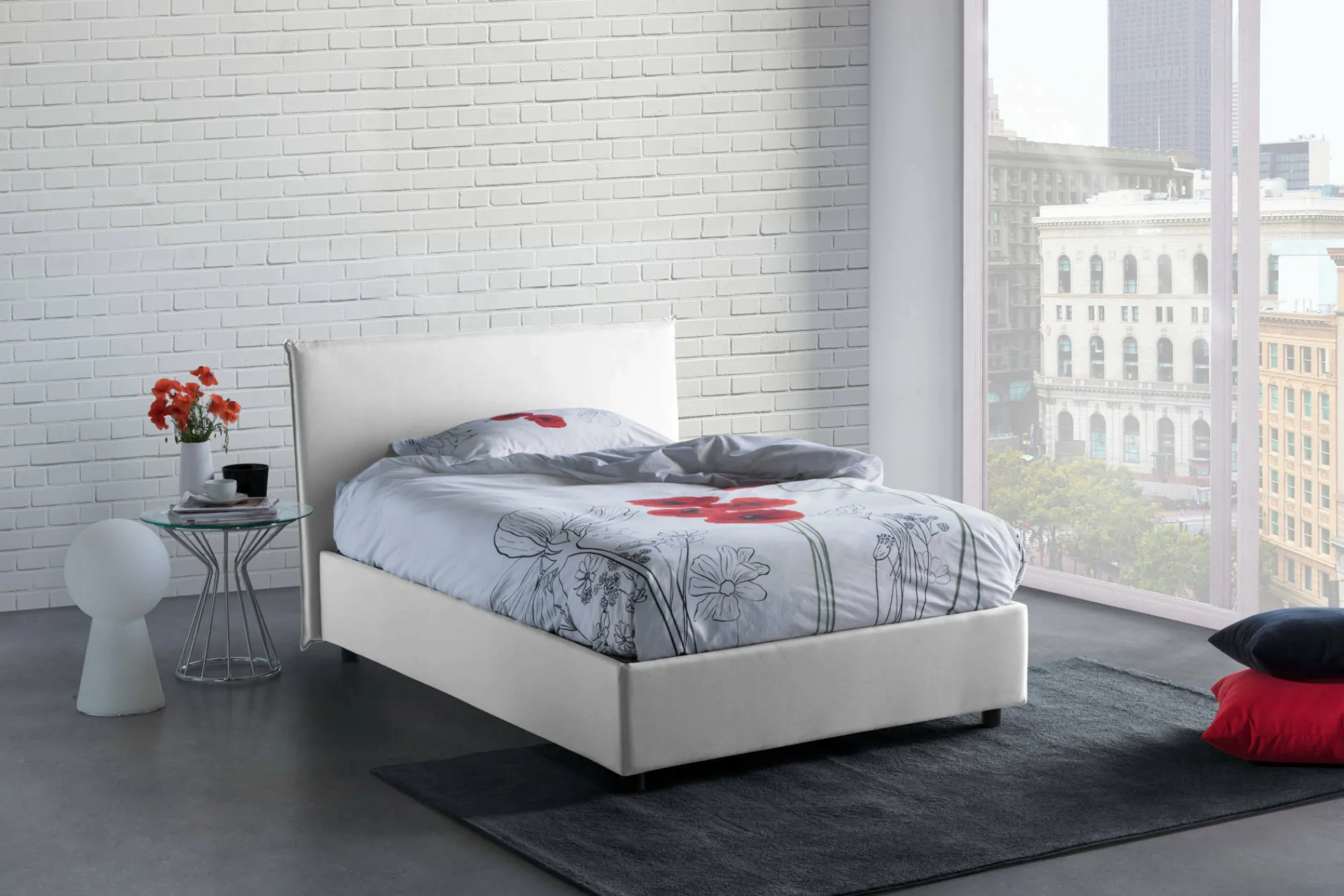 Letto alla francese Angelic, adatto per materasso Cm 140x190,<Dmora Store