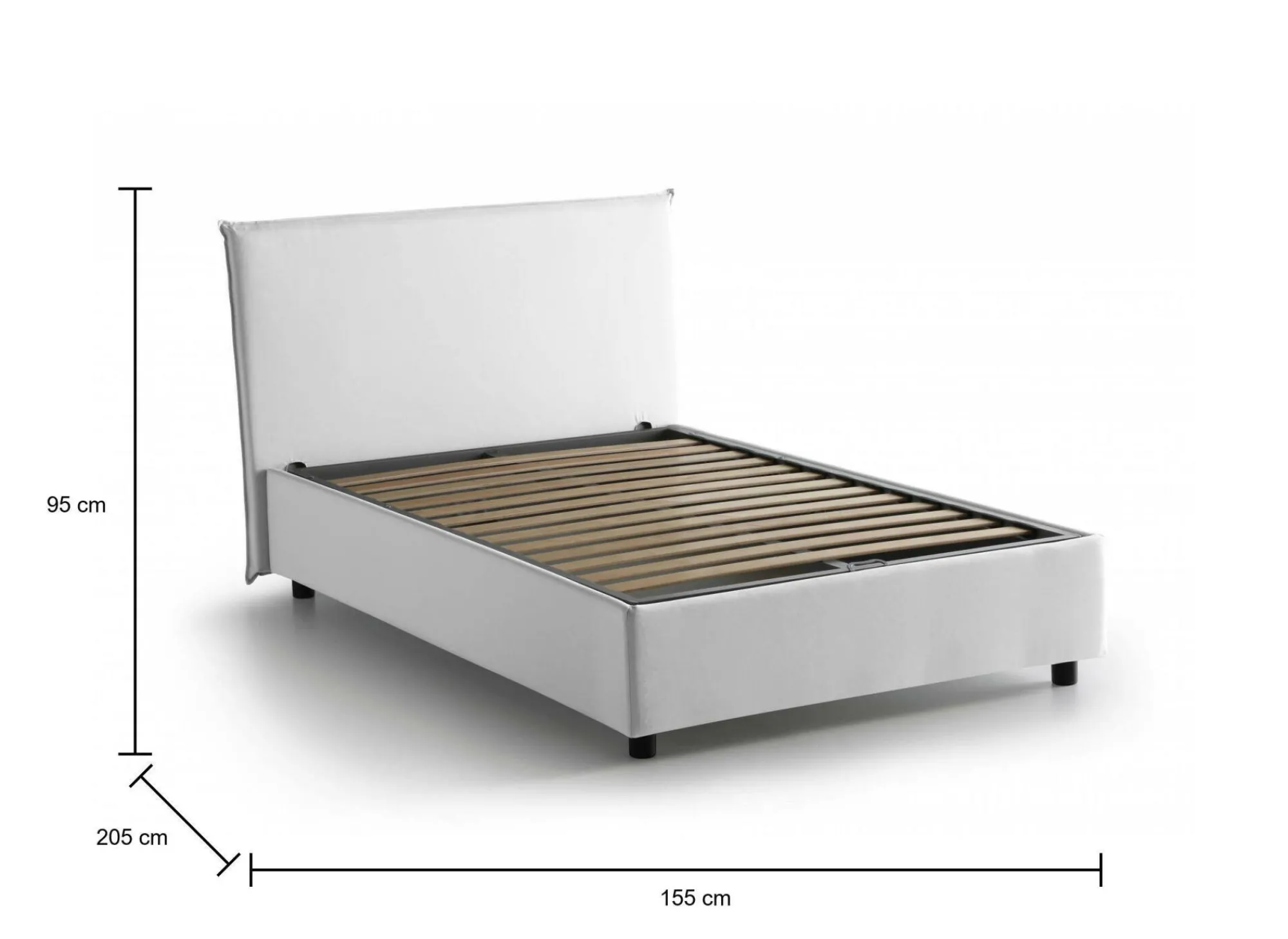 Letto alla francese Angelic, adatto per materasso Cm 140x190,<Dmora Store