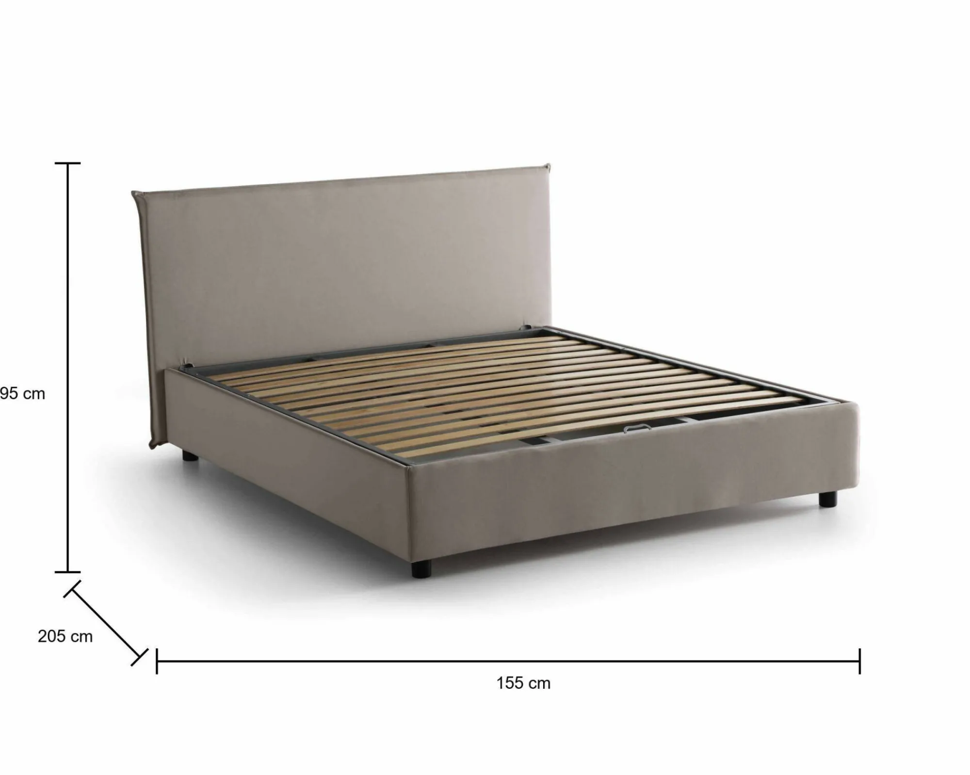 Letto alla francese Angelic, adatto per materasso Cm 140x190,<Dmora Discount