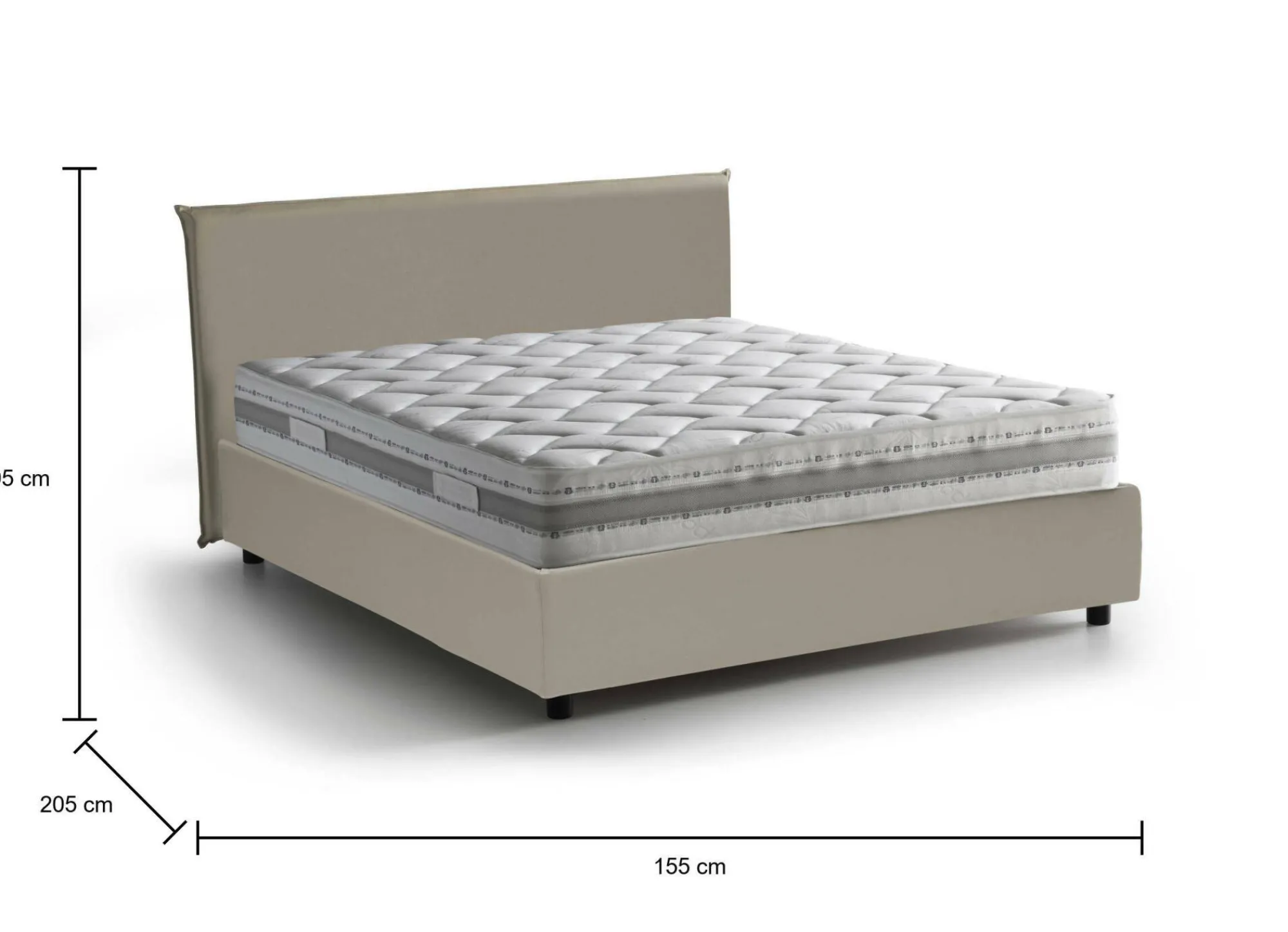 Letto alla francese Argain, con materasso Cm 140x190 incluso,<Dmora Cheap
