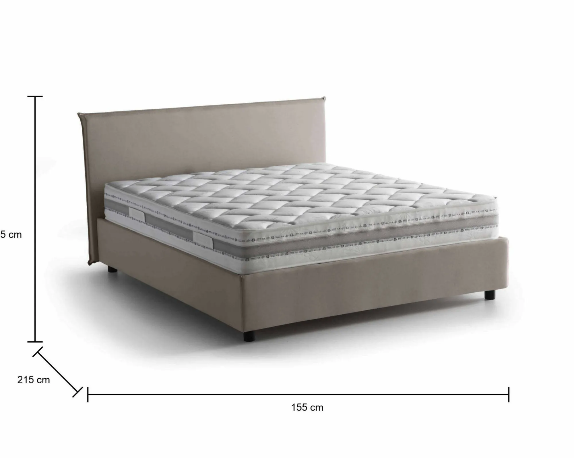 Letto alla francese Aros, con materasso Cm 140x200 incluso,<Dmora Store