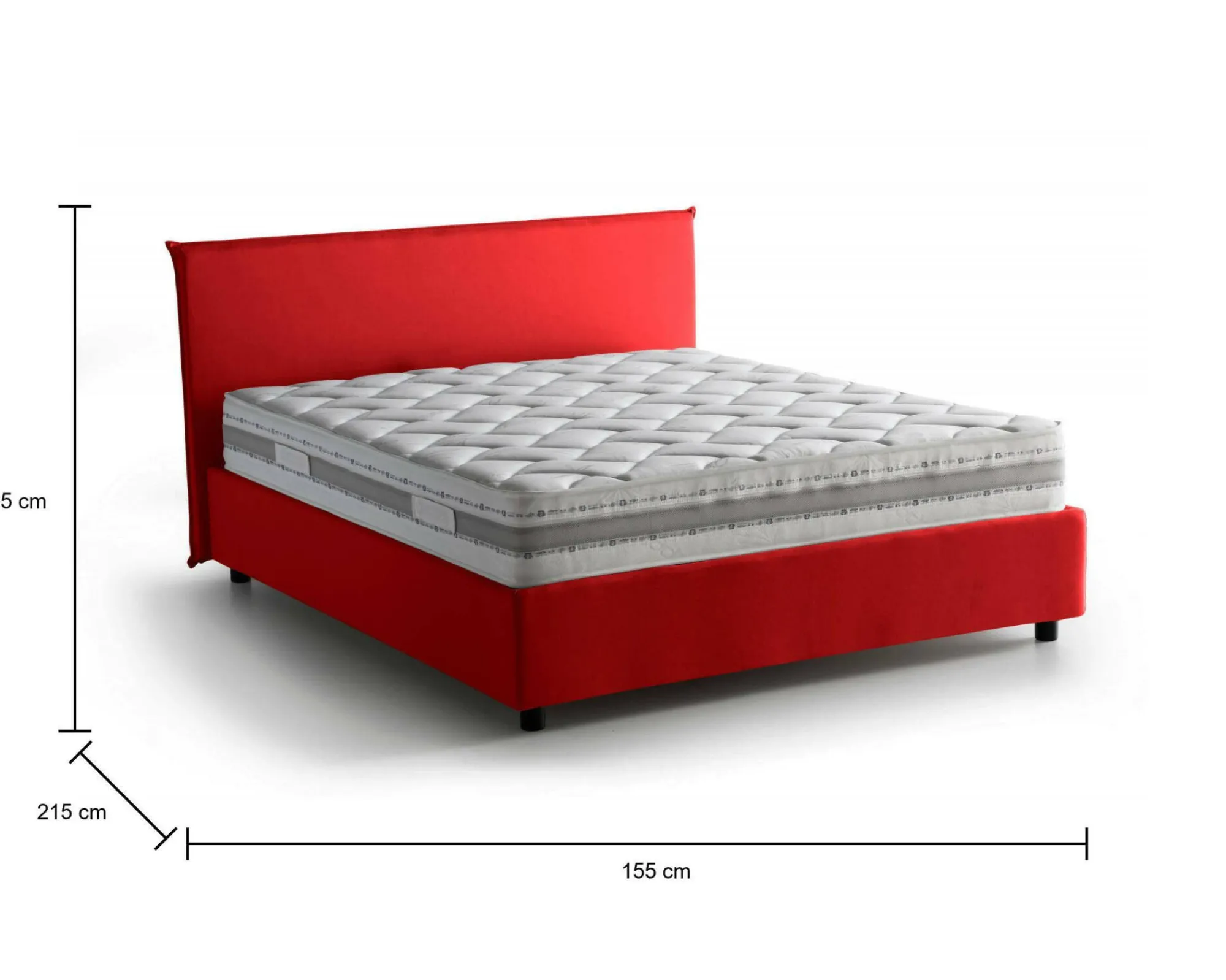 Letto alla francese Aros, con materasso Cm 140x200 incluso,<Dmora Store