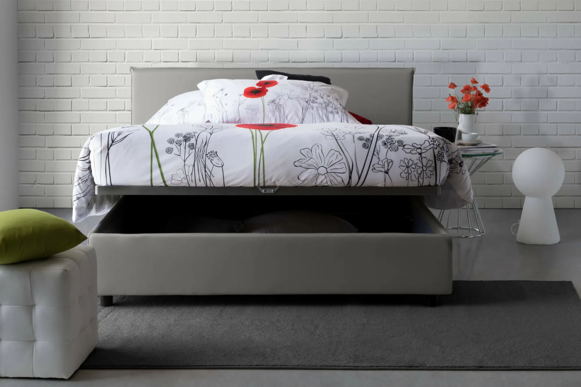 Letto alla francese Aros, con materasso Cm 140x200 incluso,<Dmora Discount