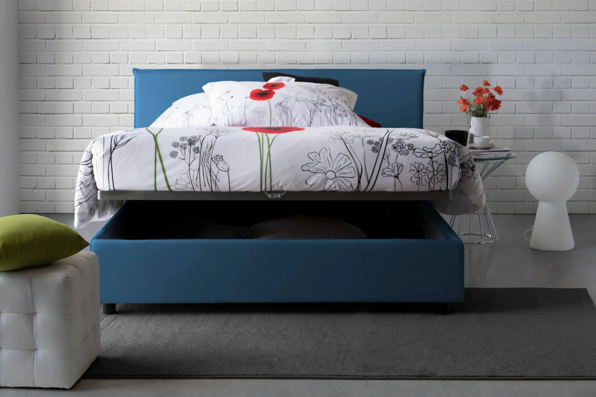 Letto alla francese Aros, con materasso Cm 140x200 incluso,<Dmora Outlet