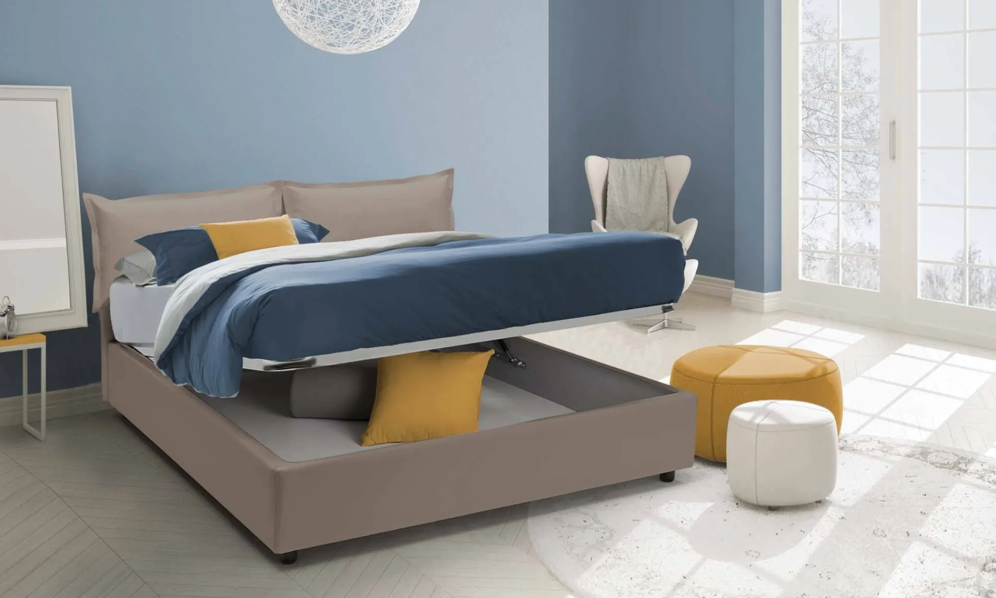 Letto alla francese Arry, con materasso Cm 140x200 incluso,<Dmora Best