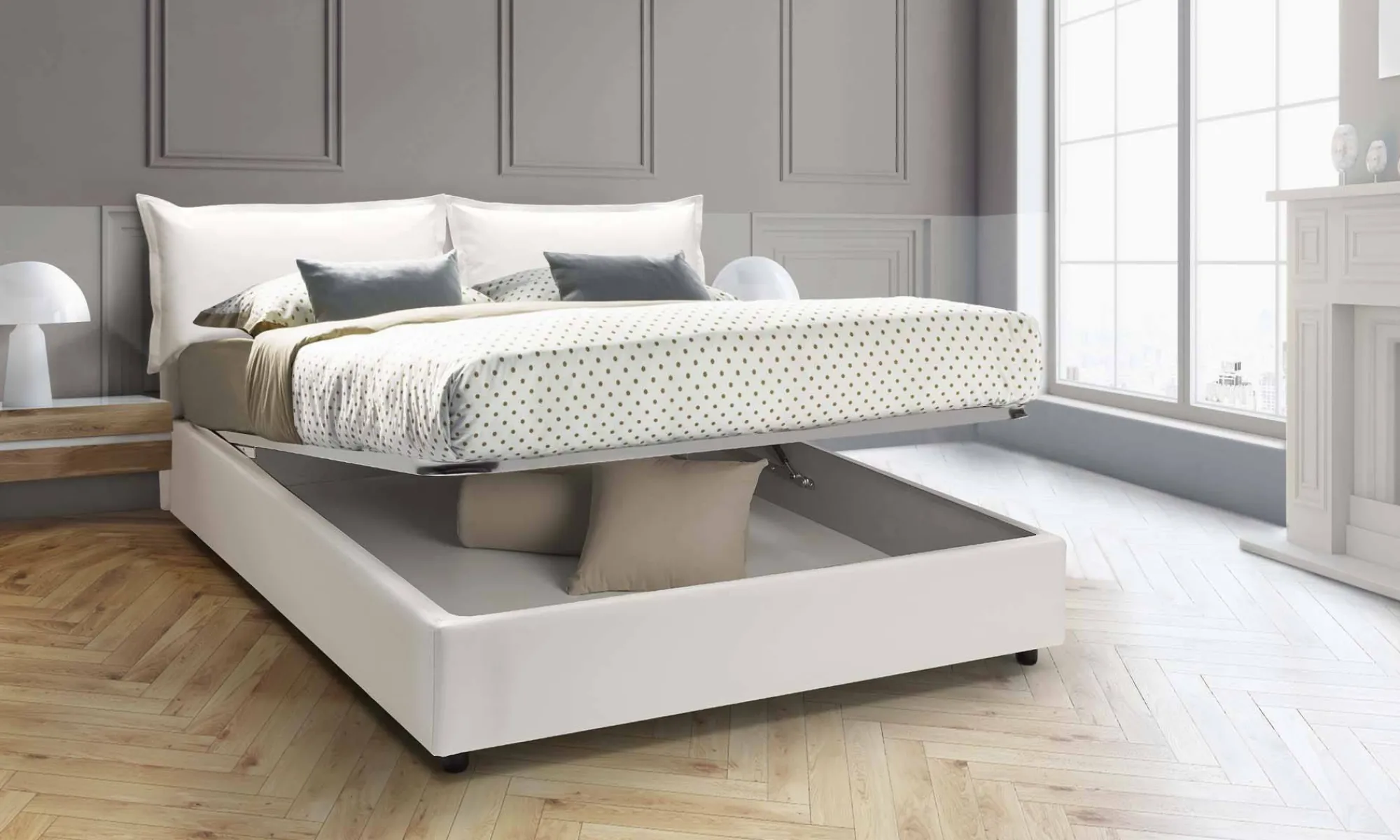 Letto alla francese Arry, con materasso Cm 140x200 incluso,<Dmora Cheap