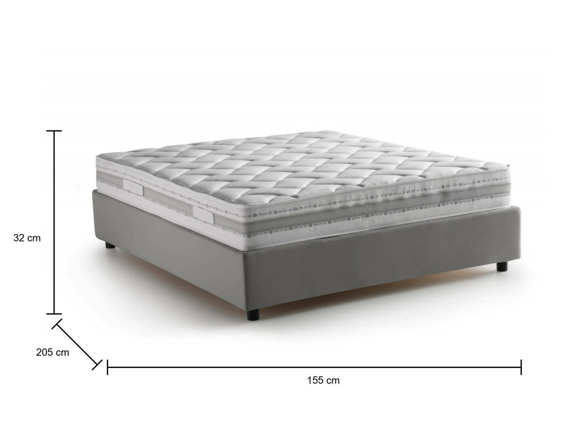 Letto alla francese Arto, con materasso Cm 140x190 incluso,<Dmora Outlet
