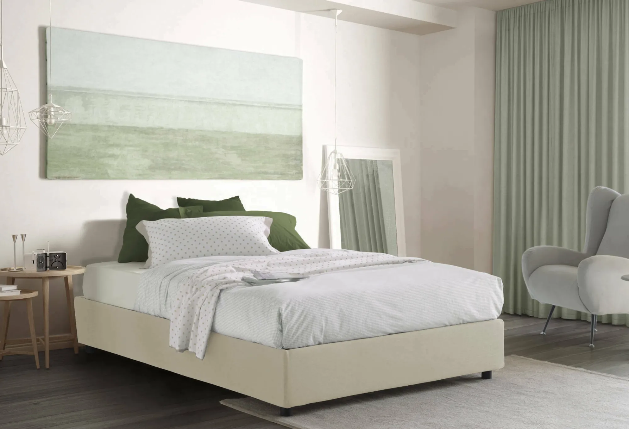 Letto alla francese Arvic, adatto per materasso Cm 140x200,<Dmora Clearance