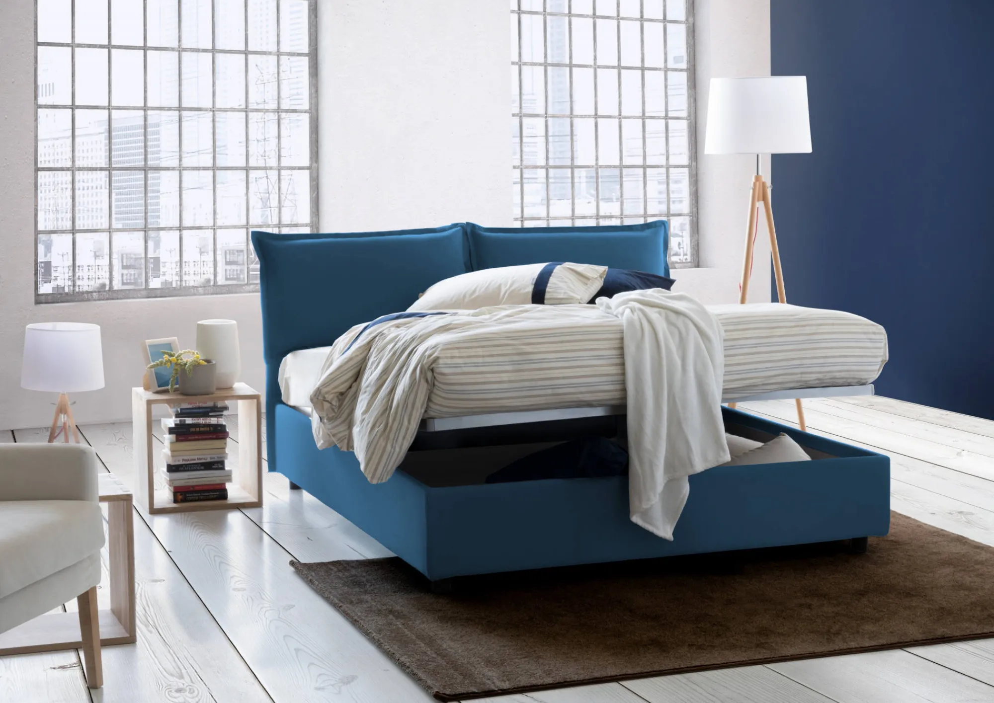 Letto alla francese Askari, adatto per materasso Cm 140x190,<Dmora Clearance
