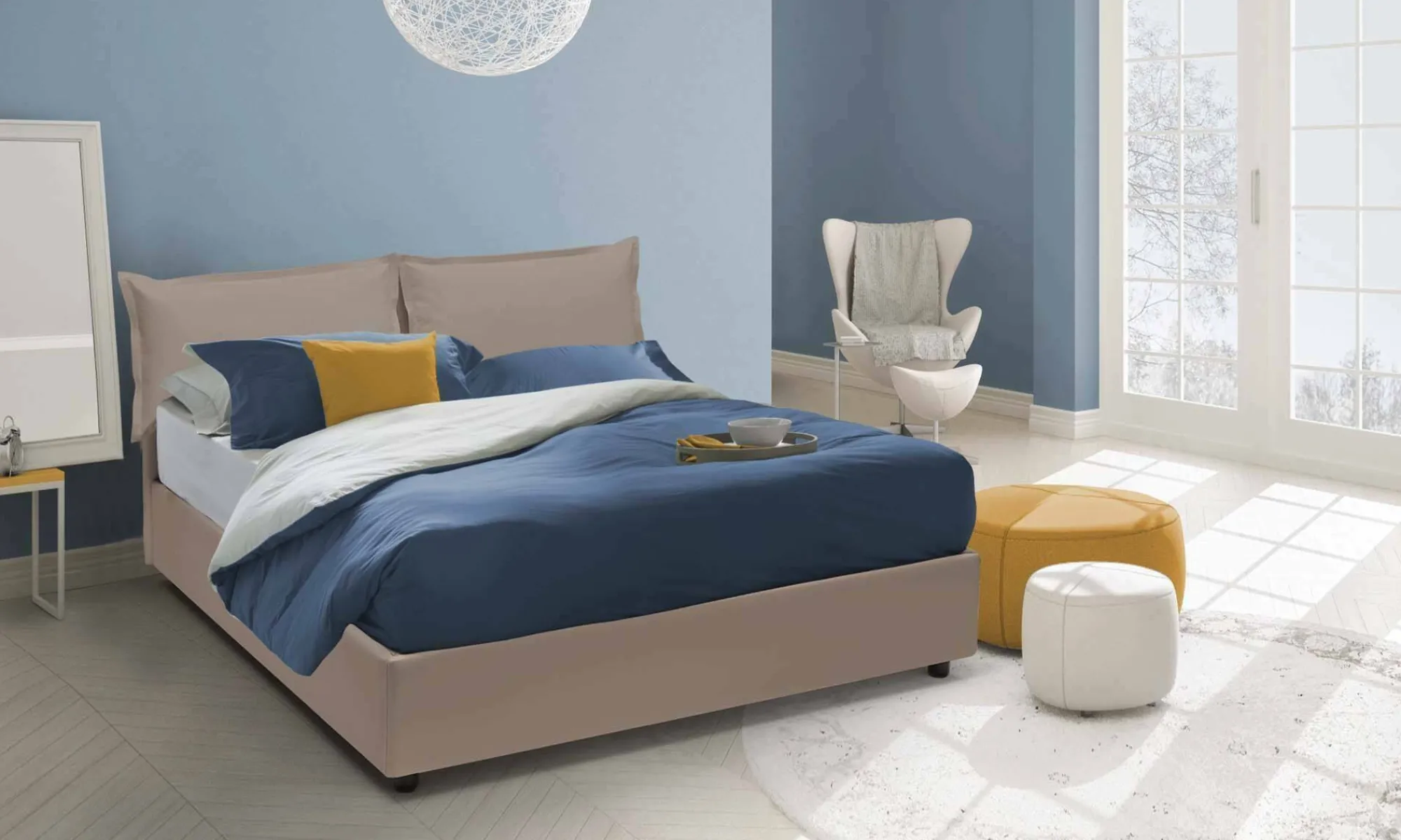Letto alla francese Asler, adatto per materasso Cm 140x200,<Dmora Cheap