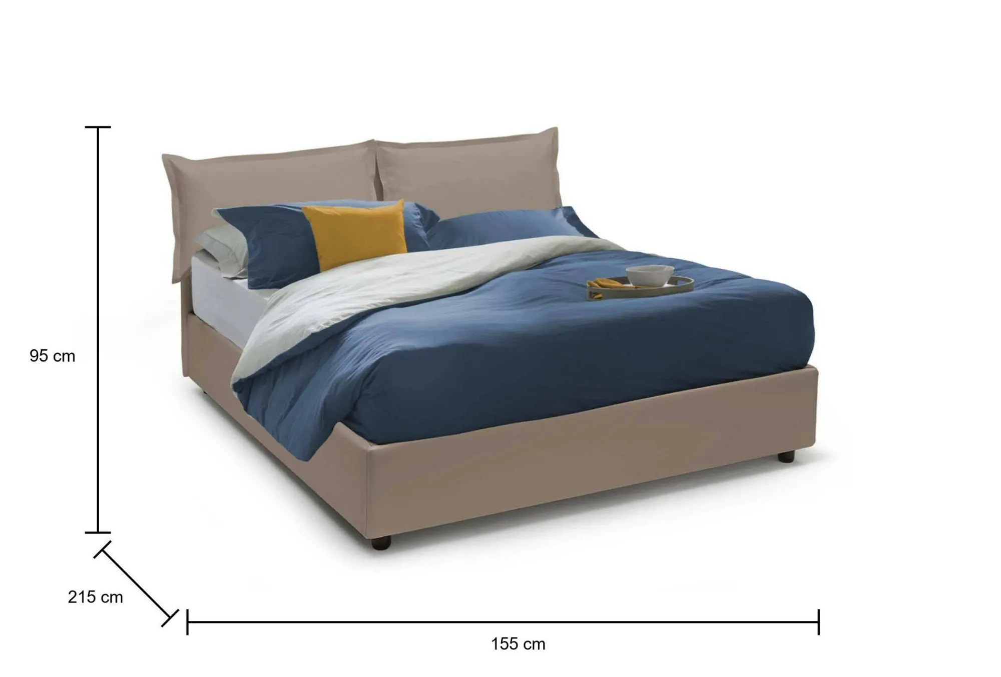 Letto alla francese Asler, adatto per materasso Cm 140x200,<Dmora Cheap