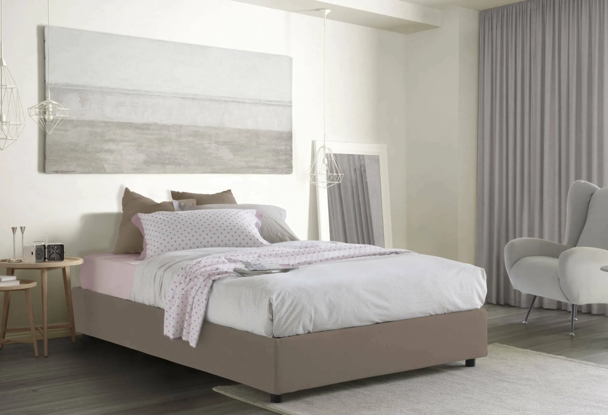 Letto alla francese Attilino, adatto per materasso Cm 140x190,<Dmora Fashion