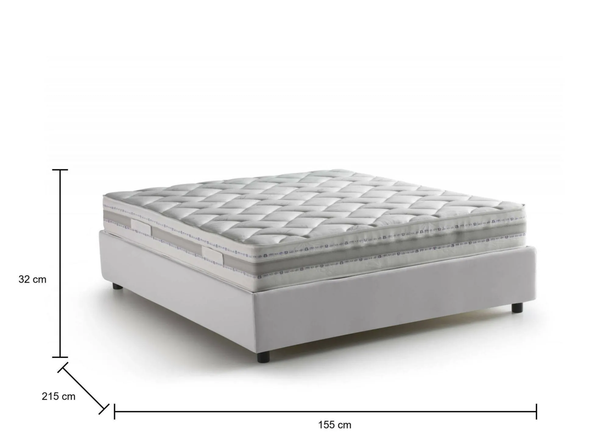 Letto alla francese Azuko, con materasso Cm 140x200 incluso,<Dmora Cheap
