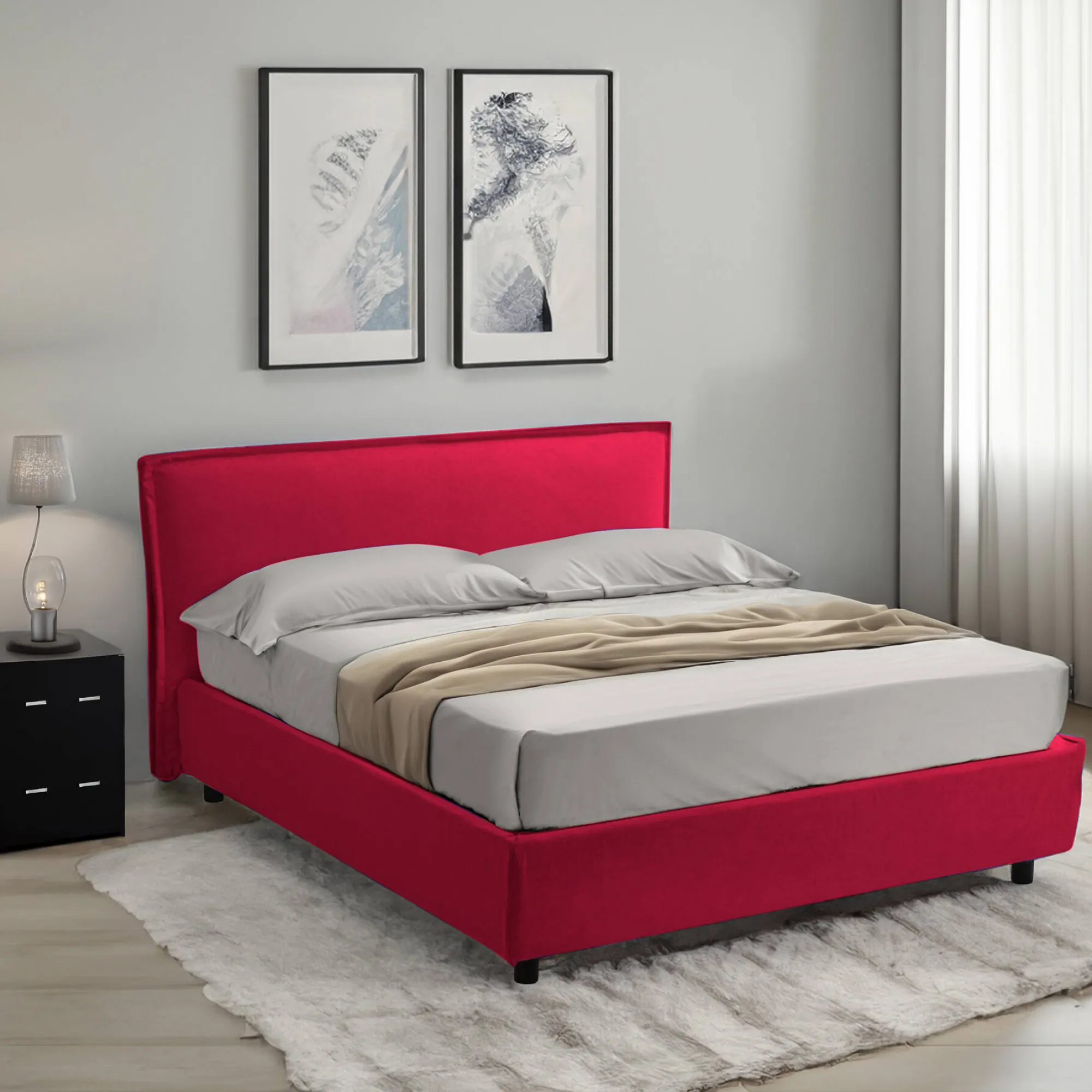 Letto alla francese Broni, Con materasso Cm 120x190 incluso,<Dmora Best Sale