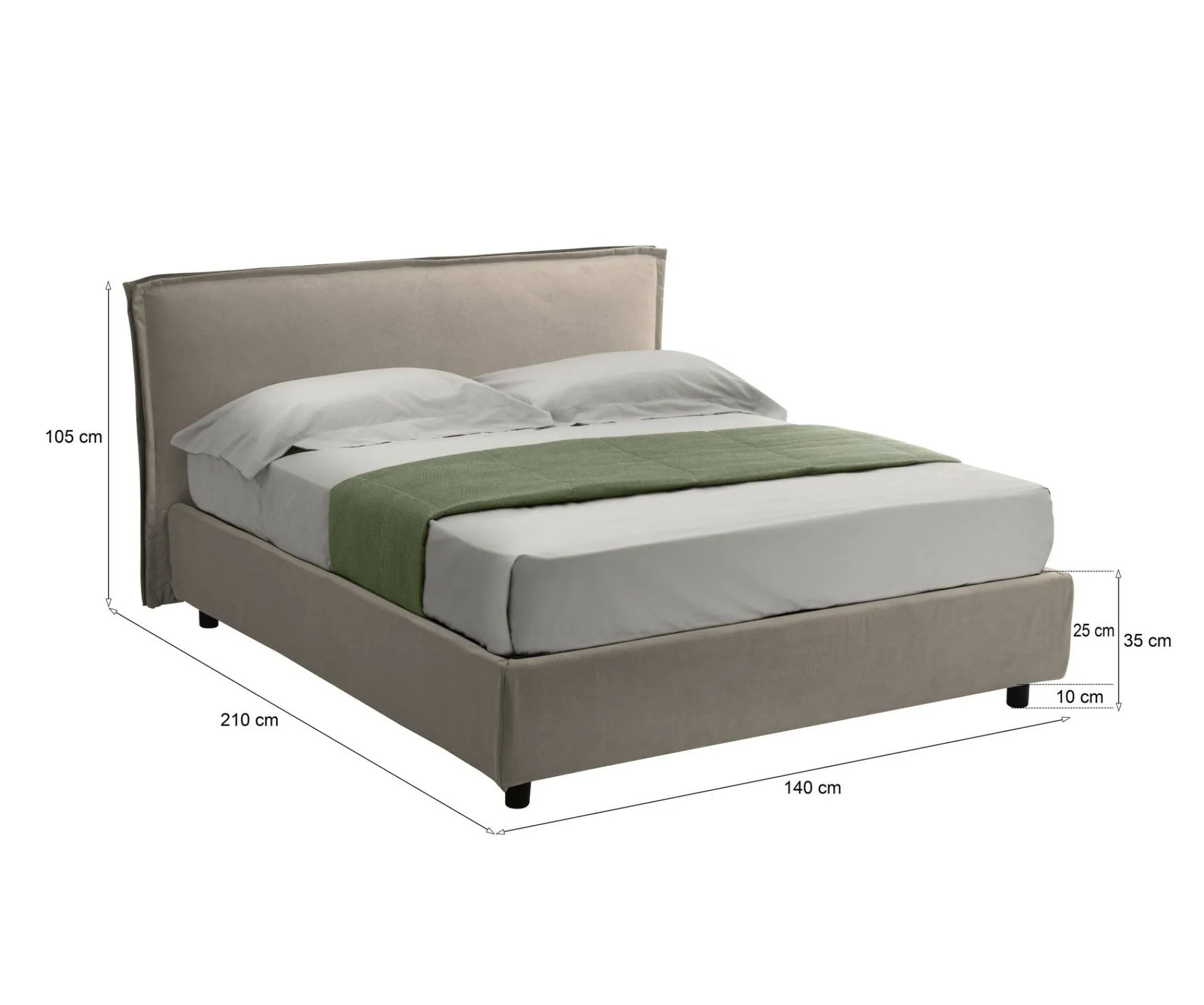 Letto alla francese Bronte, Adatto a materasso Cm 120x190,<Dmora Flash Sale