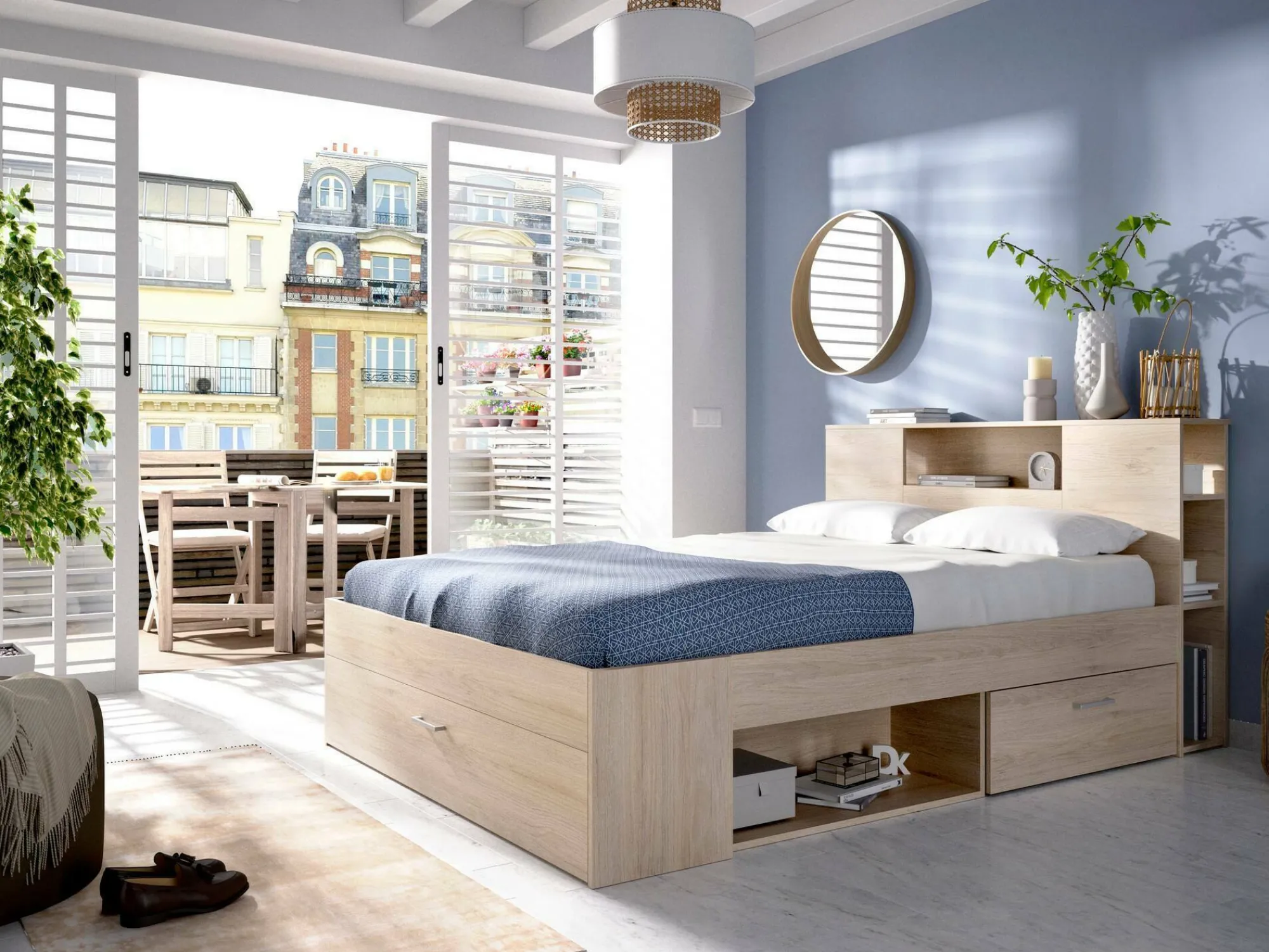 Letto alla francese Conching, 150x219 h95 cm,<Dmora Sale
