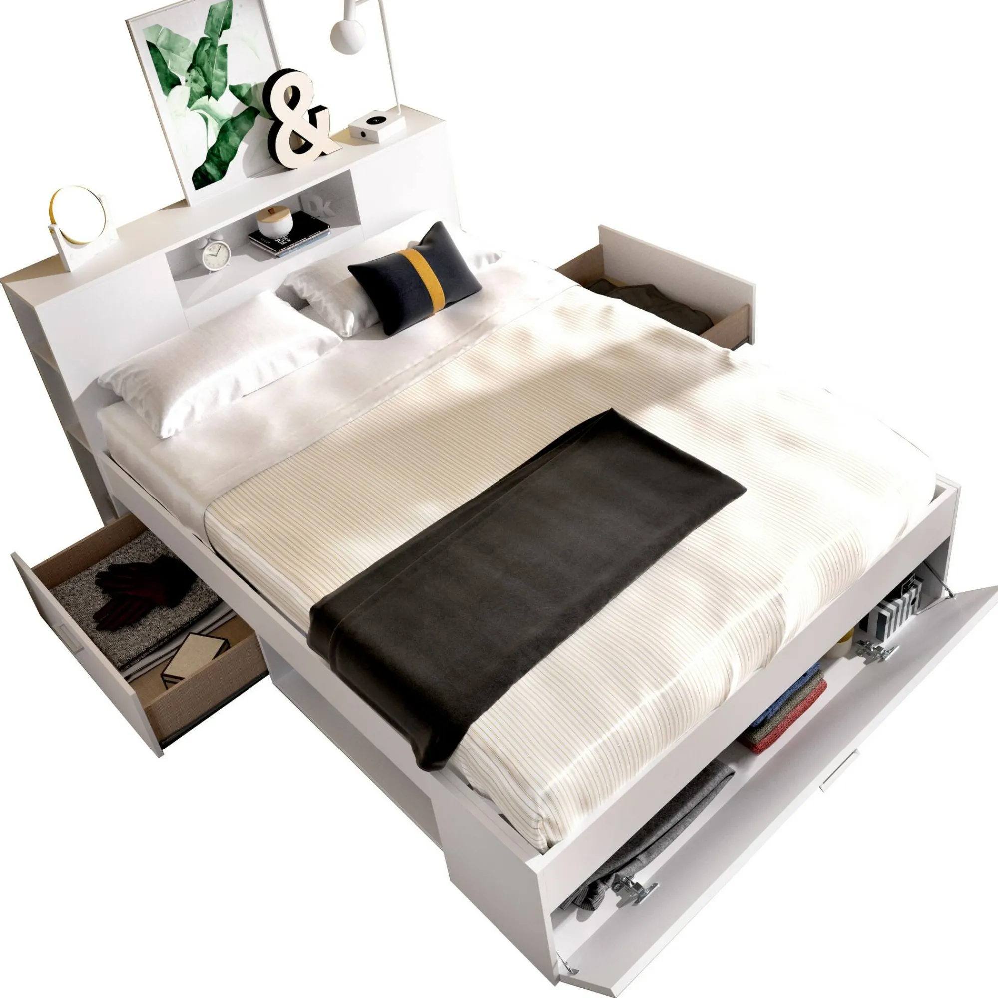 Letto alla francese Conching, 150x219 h95 cm,<Dmora Fashion