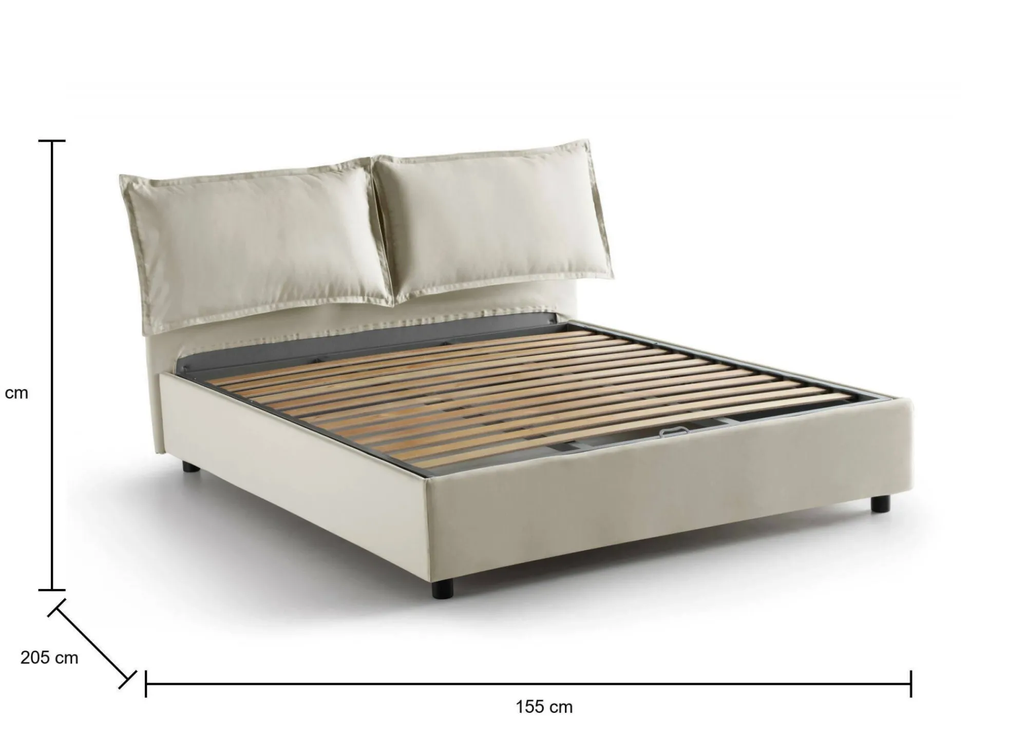 Letto alla francese Daam, adatto per materasso Cm 140x190,<Dmora Sale