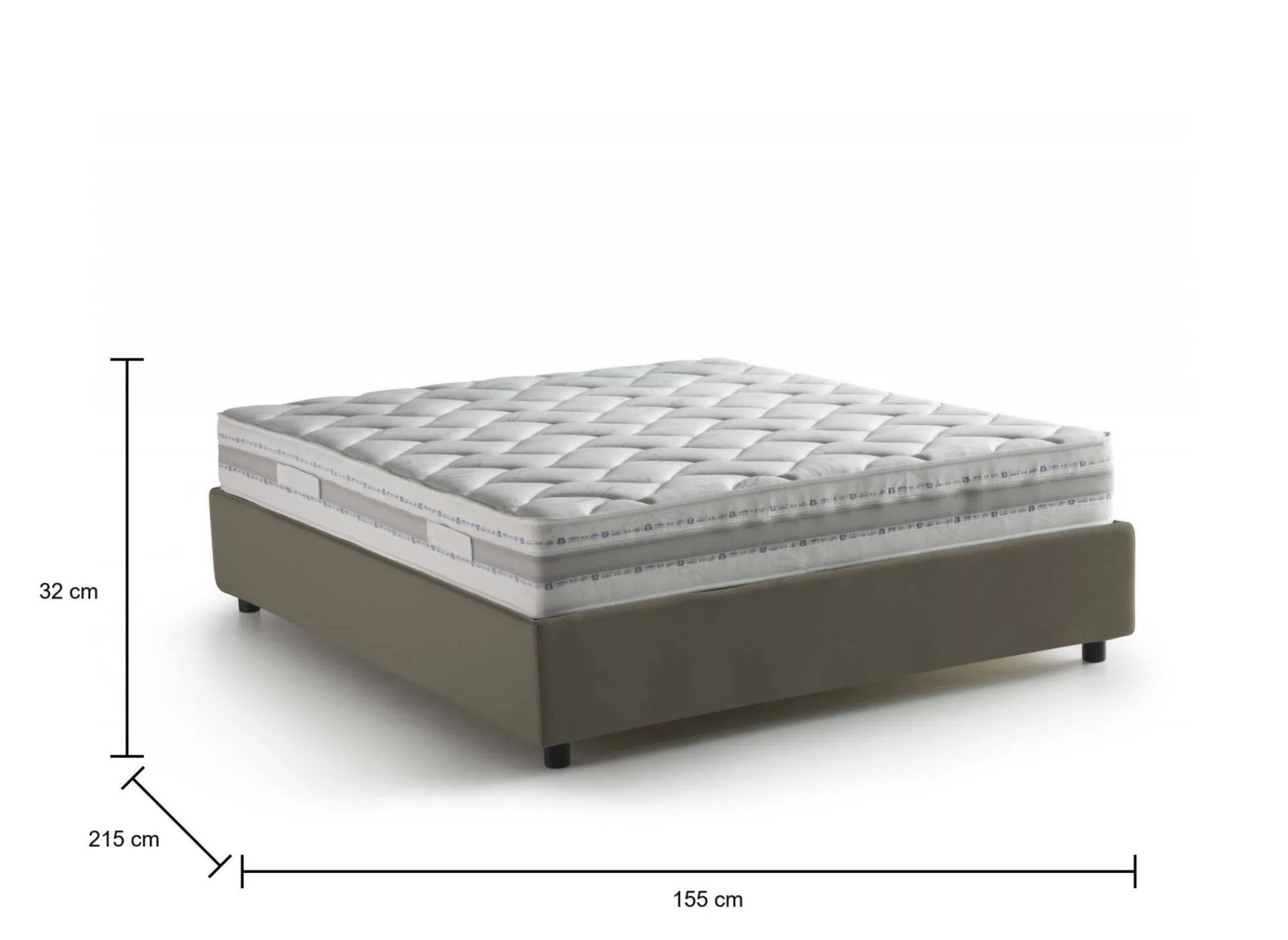 Letto alla francese Dabadak, con materasso Cm 140x200 incluso,<Dmora Outlet