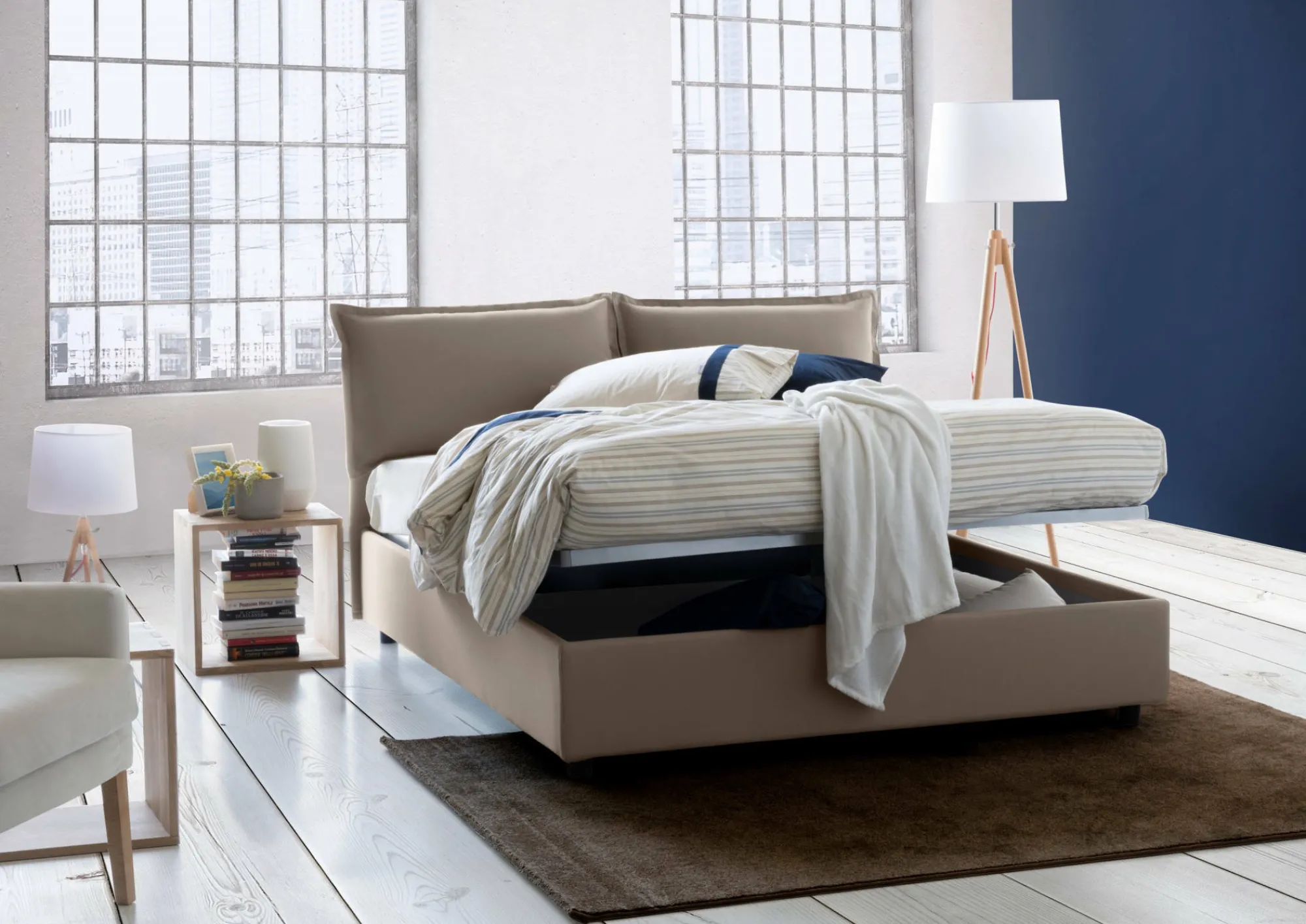 Letto alla francese Dgnahor, adatto per materasso Cm 140x200,<Dmora Online