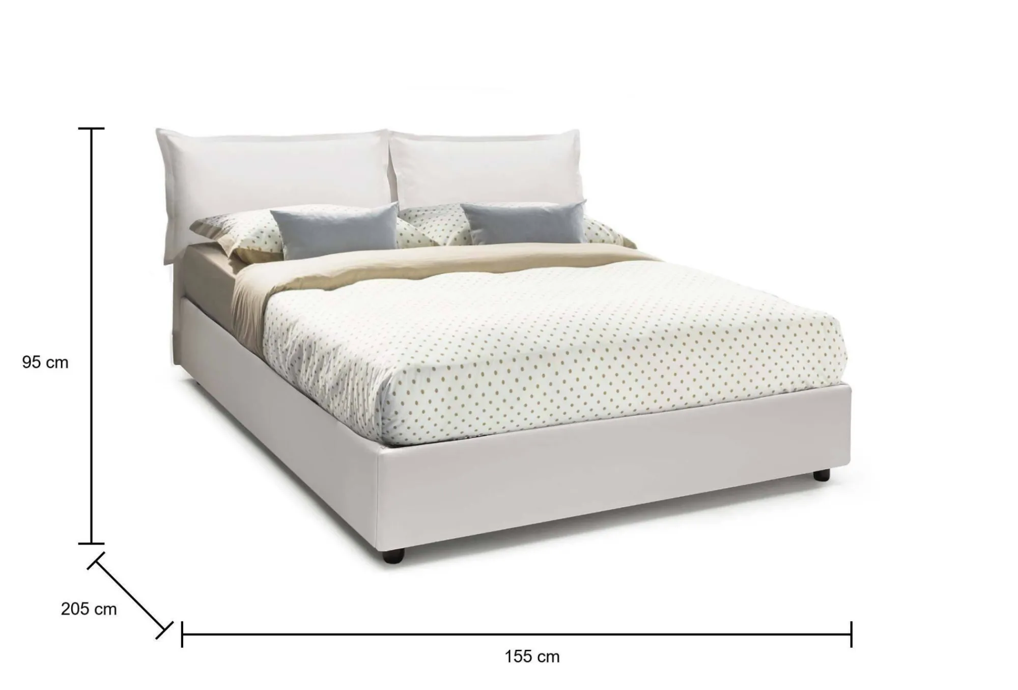 Letto alla francese Dikone, con materasso Cm 140x190 incluso,<Dmora Online