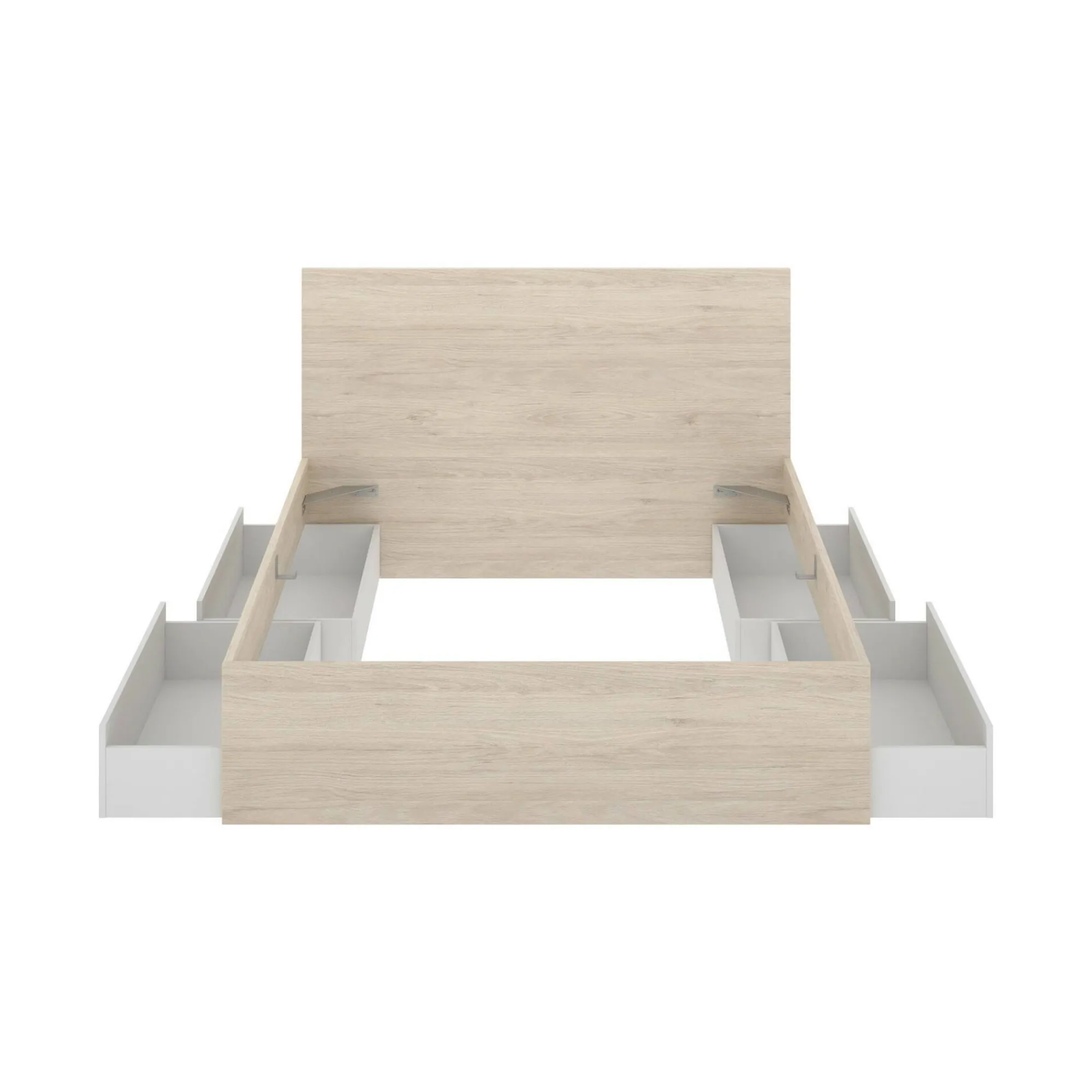Letto alla francese Iona, 249x195 h100 cm, Bianco e Rovere<Dmora Hot