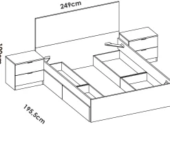 Letto alla francese Iona, 249x195 h100 cm, Bianco e Rovere<Dmora Hot