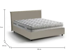 Letto alla francese Morganite, con materasso Cm 140x200 incluso,<Dmora Cheap
