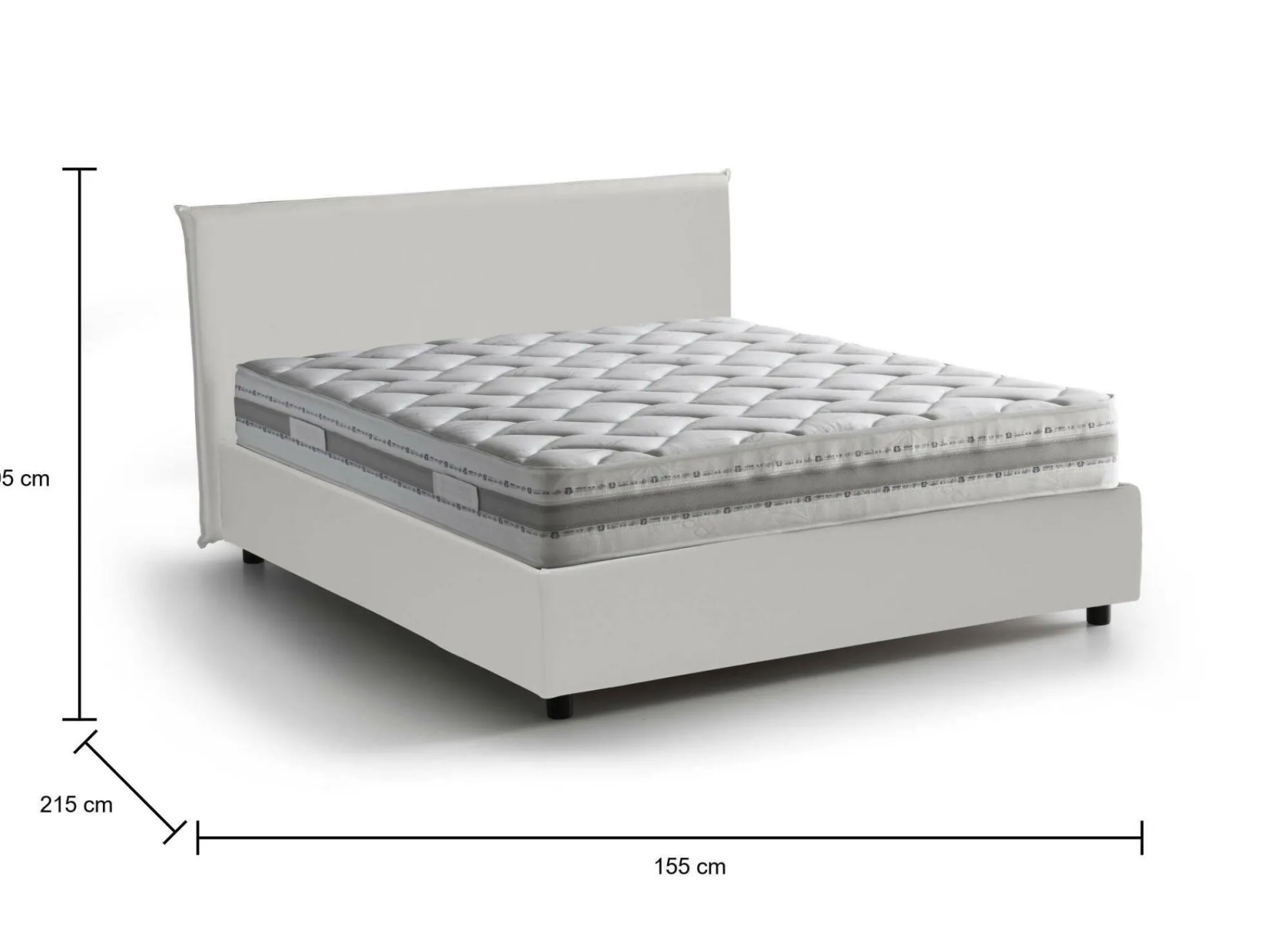 Letto alla francese Morganite, con materasso Cm 140x200 incluso,<Dmora Store