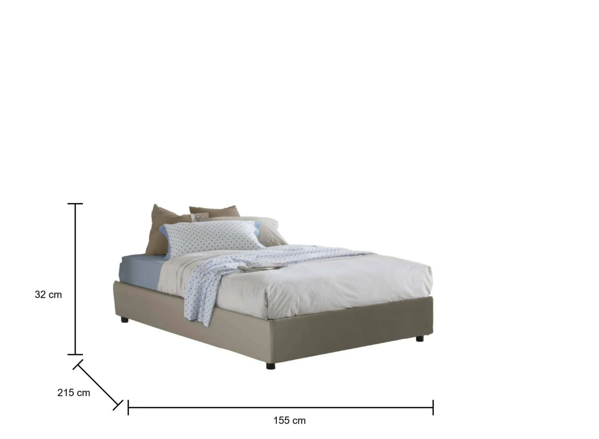 Letto alla francese Osanna, adatto per materasso Cm 140x200,<Dmora Discount
