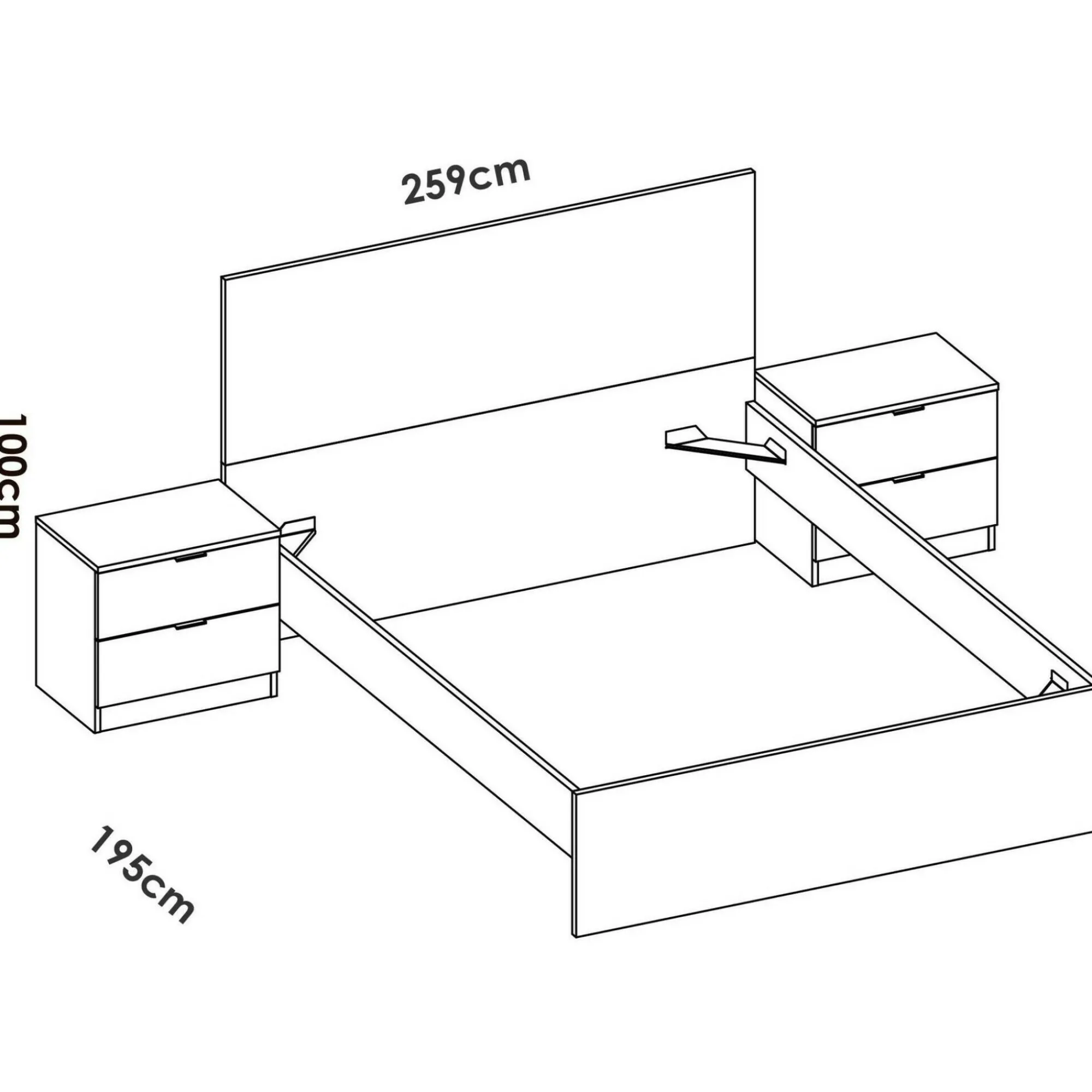 Letto alla francese Ulika, 246x195 h100 cm,<Dmora Shop