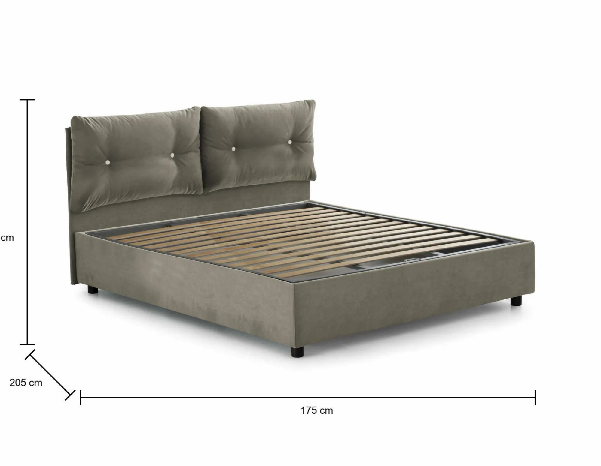Letto matrimoniale Abbaione, adatto per materasso Cm 160x190,<Dmora Fashion