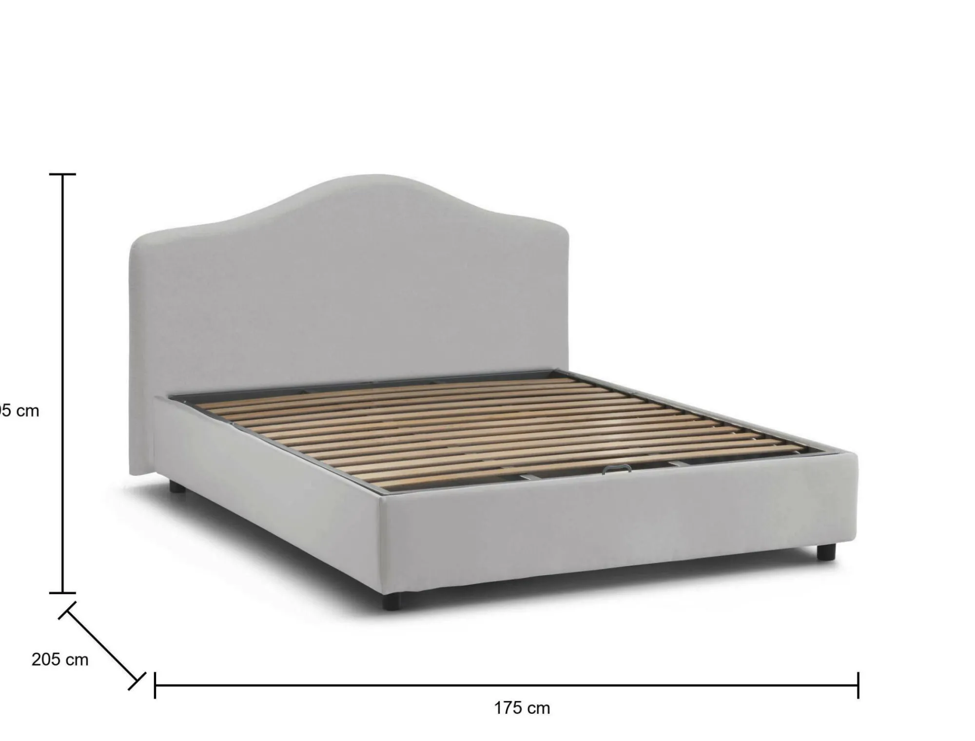Letto matrimoniale Abigael, adatto per materasso 160x190 cm,<Dmora Cheap