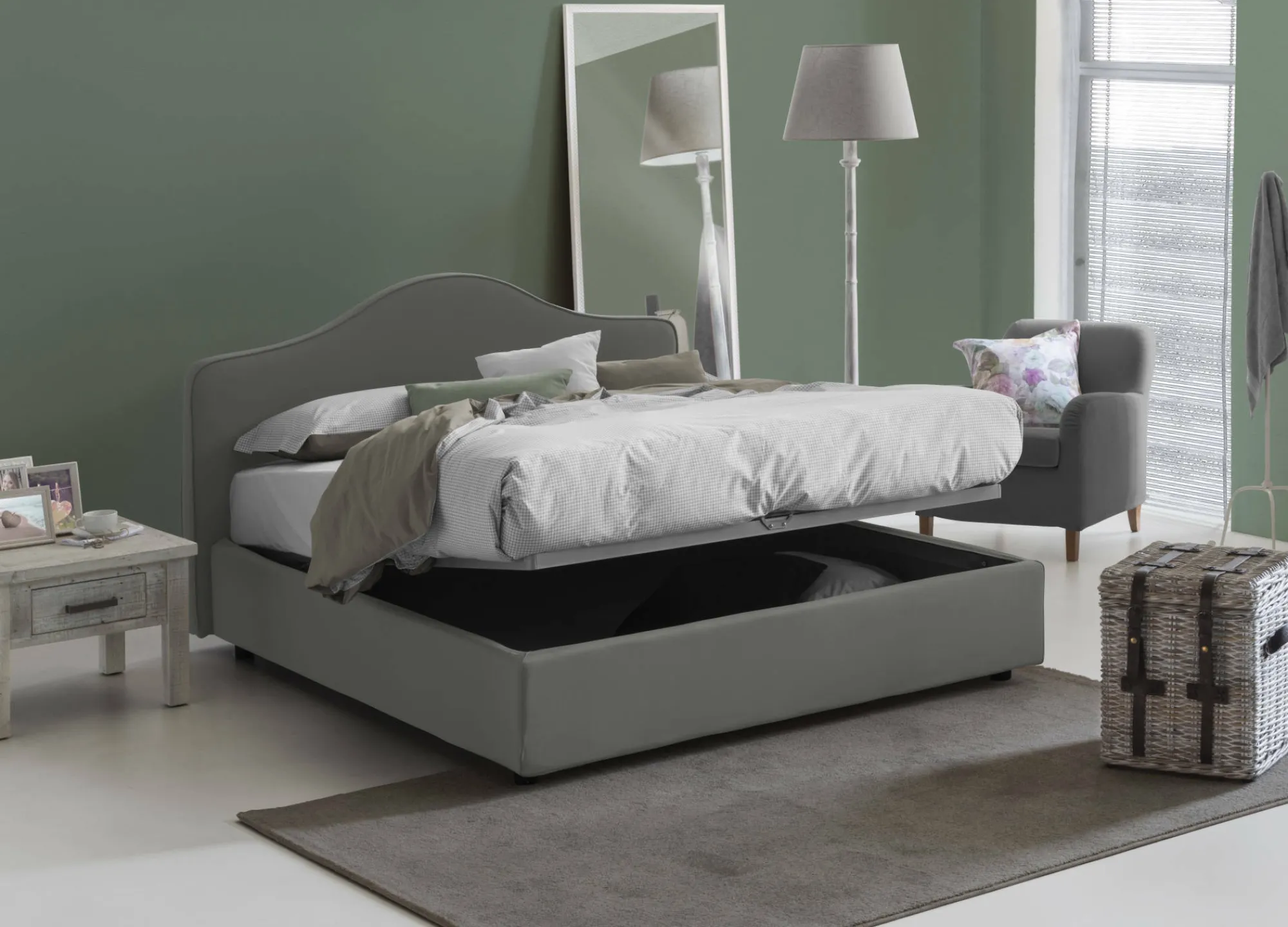 Letto matrimoniale Abigael, adatto per materasso 160x190 cm,<Dmora Flash Sale