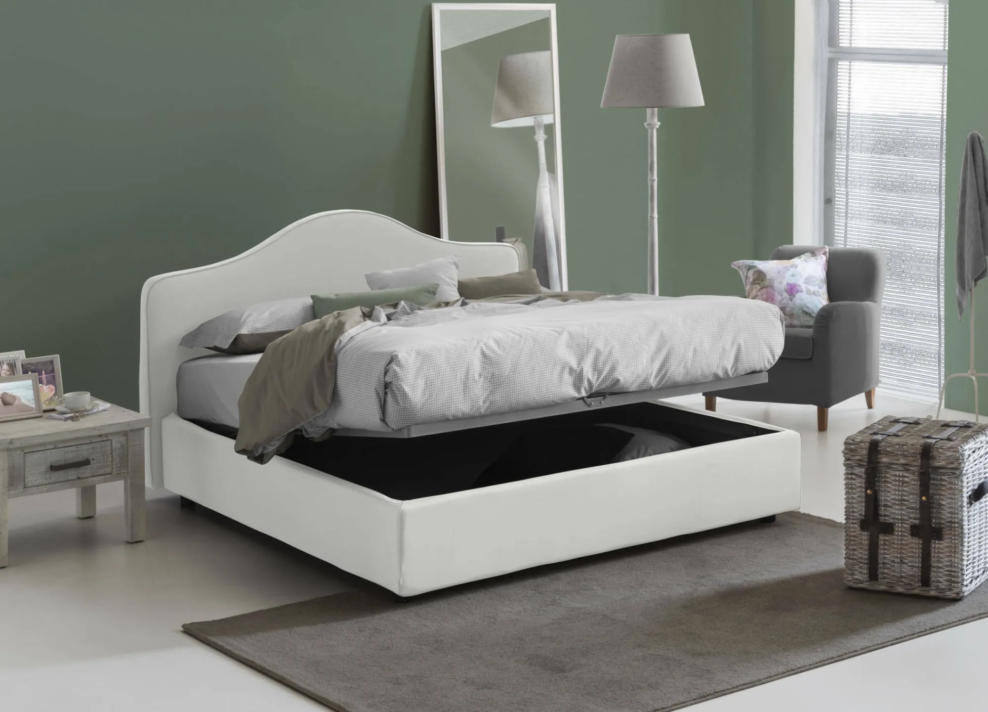 Letto matrimoniale Abigael, adatto per materasso 160x190 cm,<Dmora Cheap