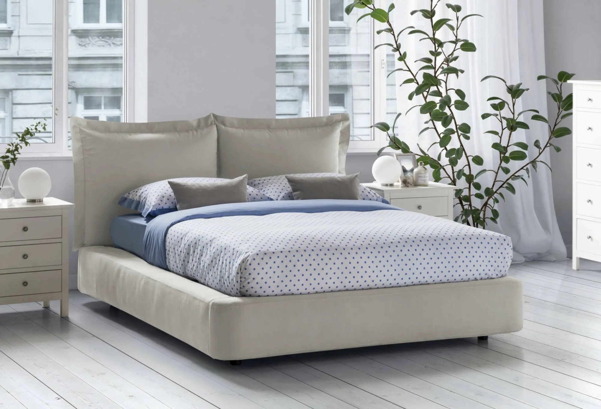 Letto matrimoniale Adi, adatto per materasso 160x190 cm,<Dmora Shop
